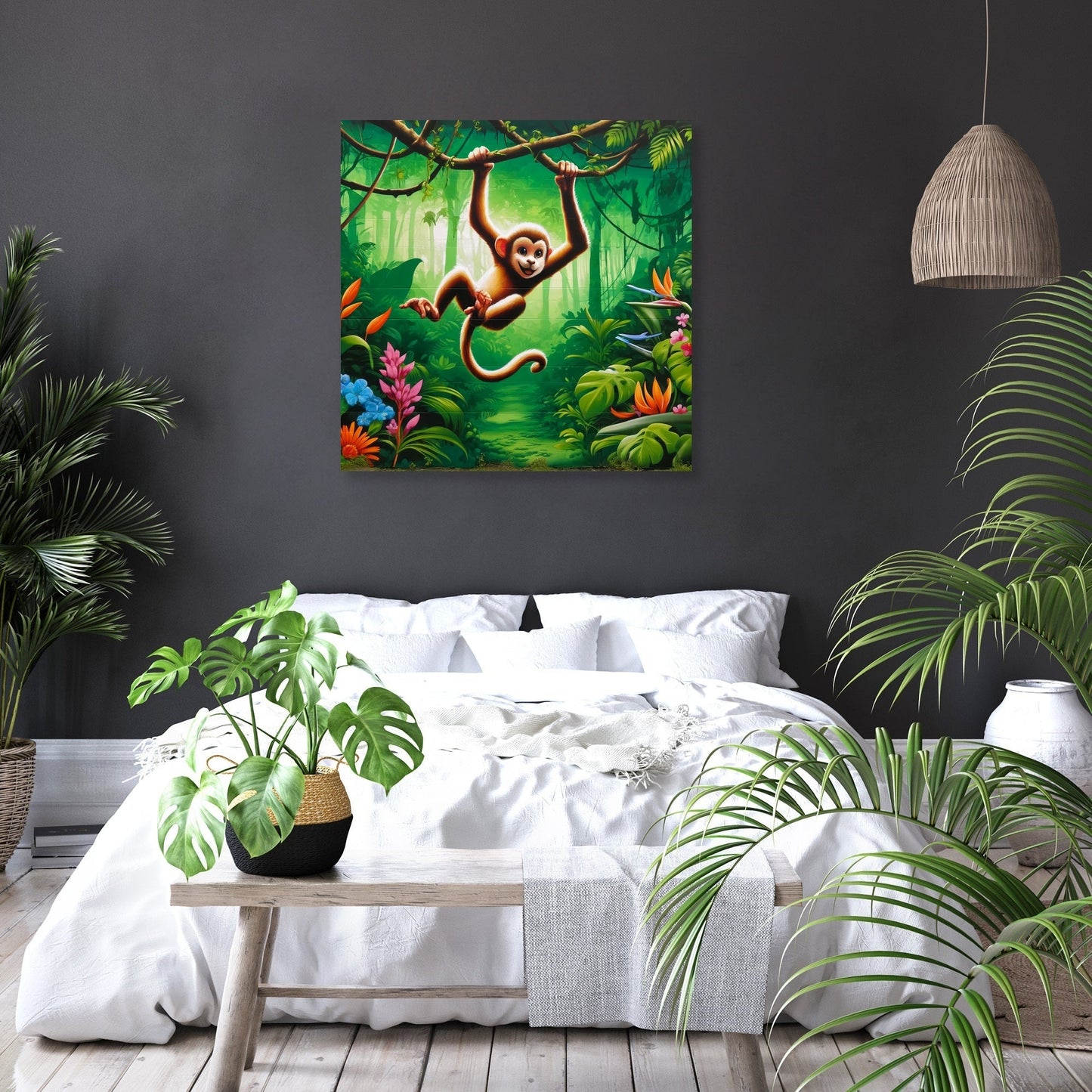 Mischievous Monkey Mural Canvas
