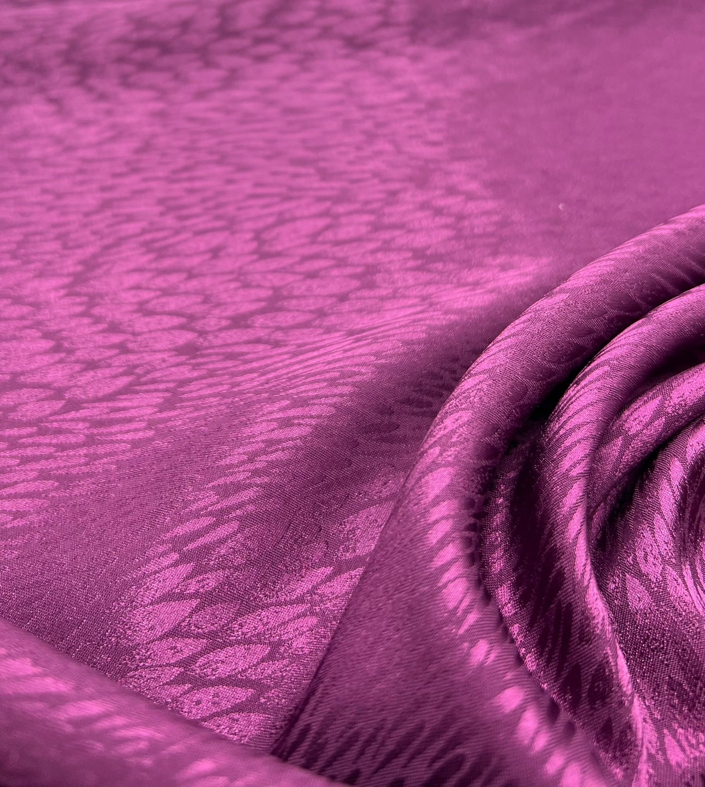 Purple Small Animal Silky Satin Feel Non Stretch Fabric