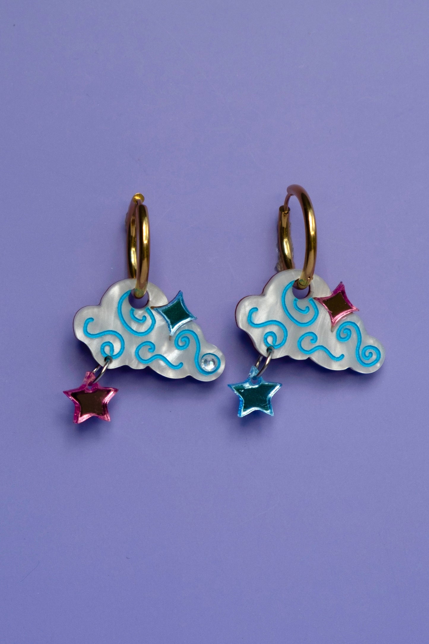 Cloudy Night Sky Hoop Earrings