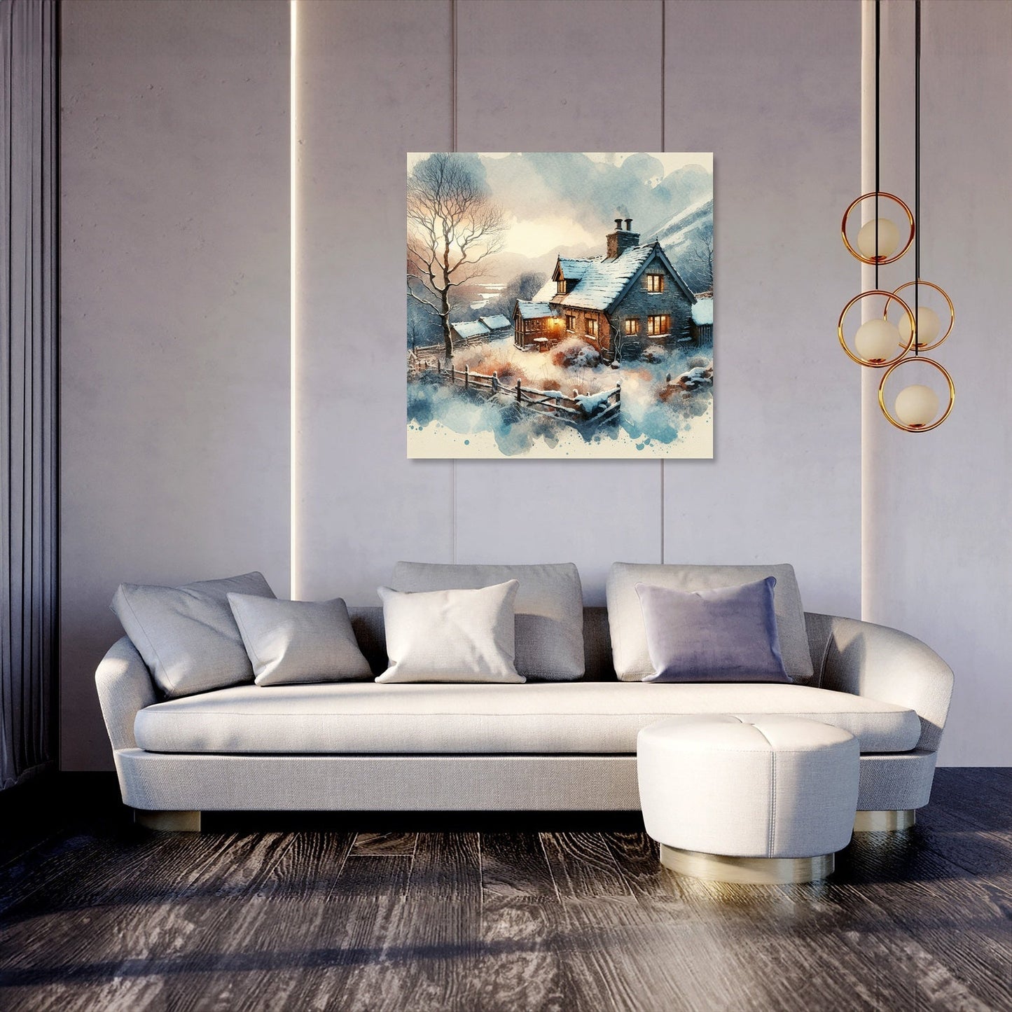 Winter's Embrace Cottage Canvas
