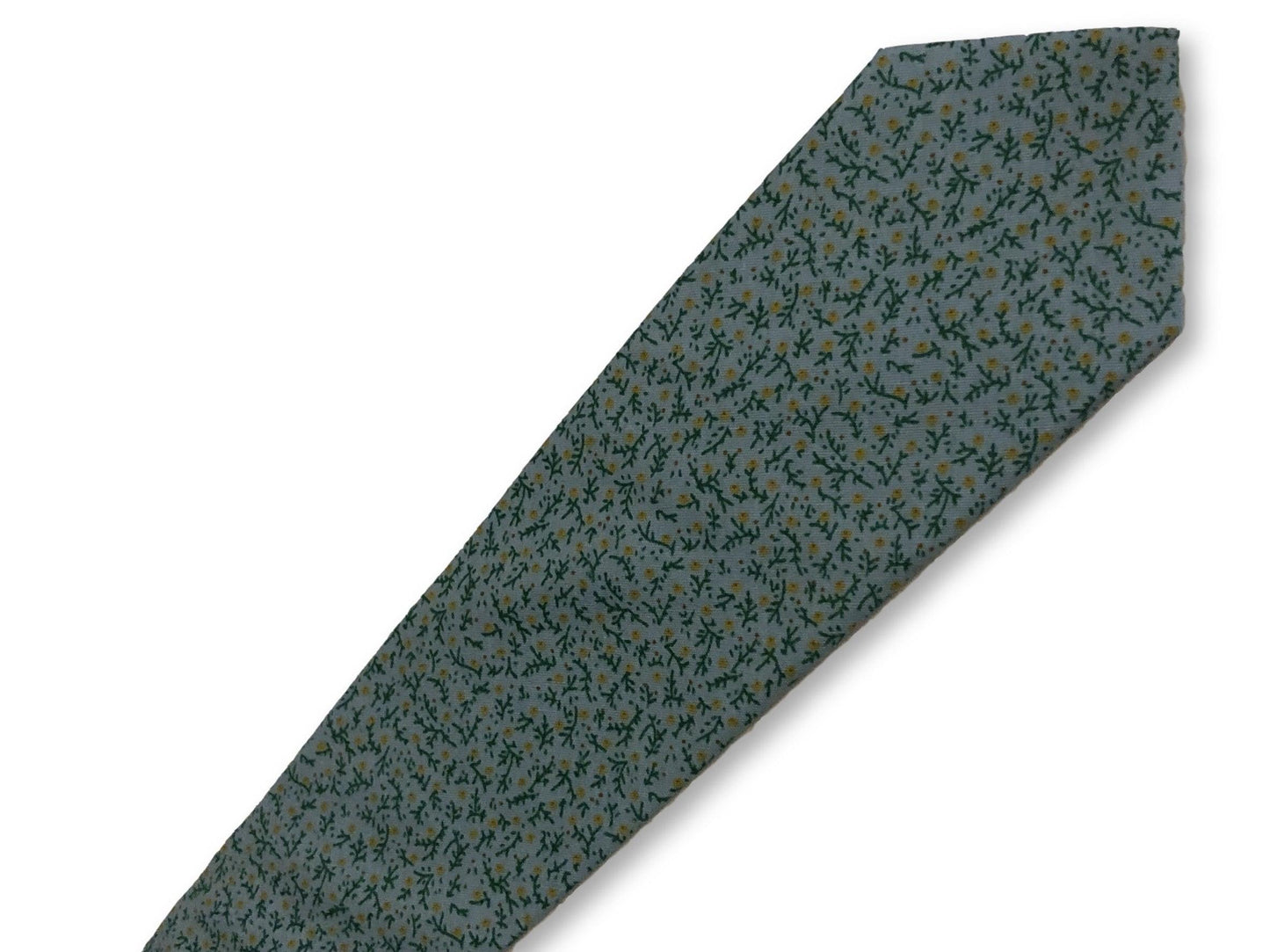 light pastel baby blue with yellow ditsy flower print design cotton tie
