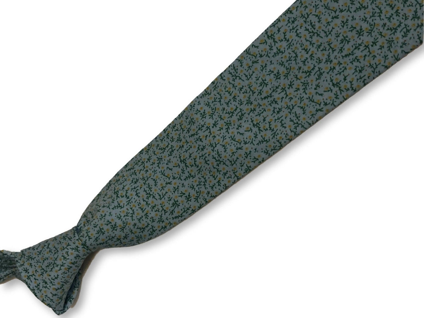 light pastel baby blue with yellow ditsy flower print design cotton tie