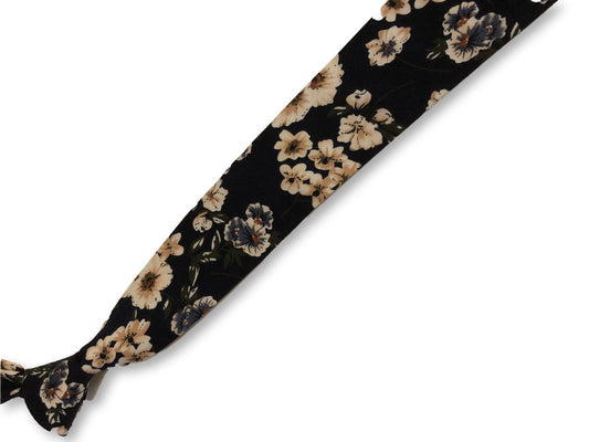 dark navy blue with blush pink floral design cotton tie