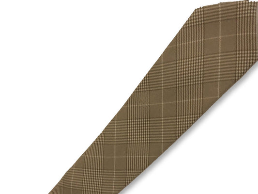 light sage khaki green prince of wales check design cotton tie