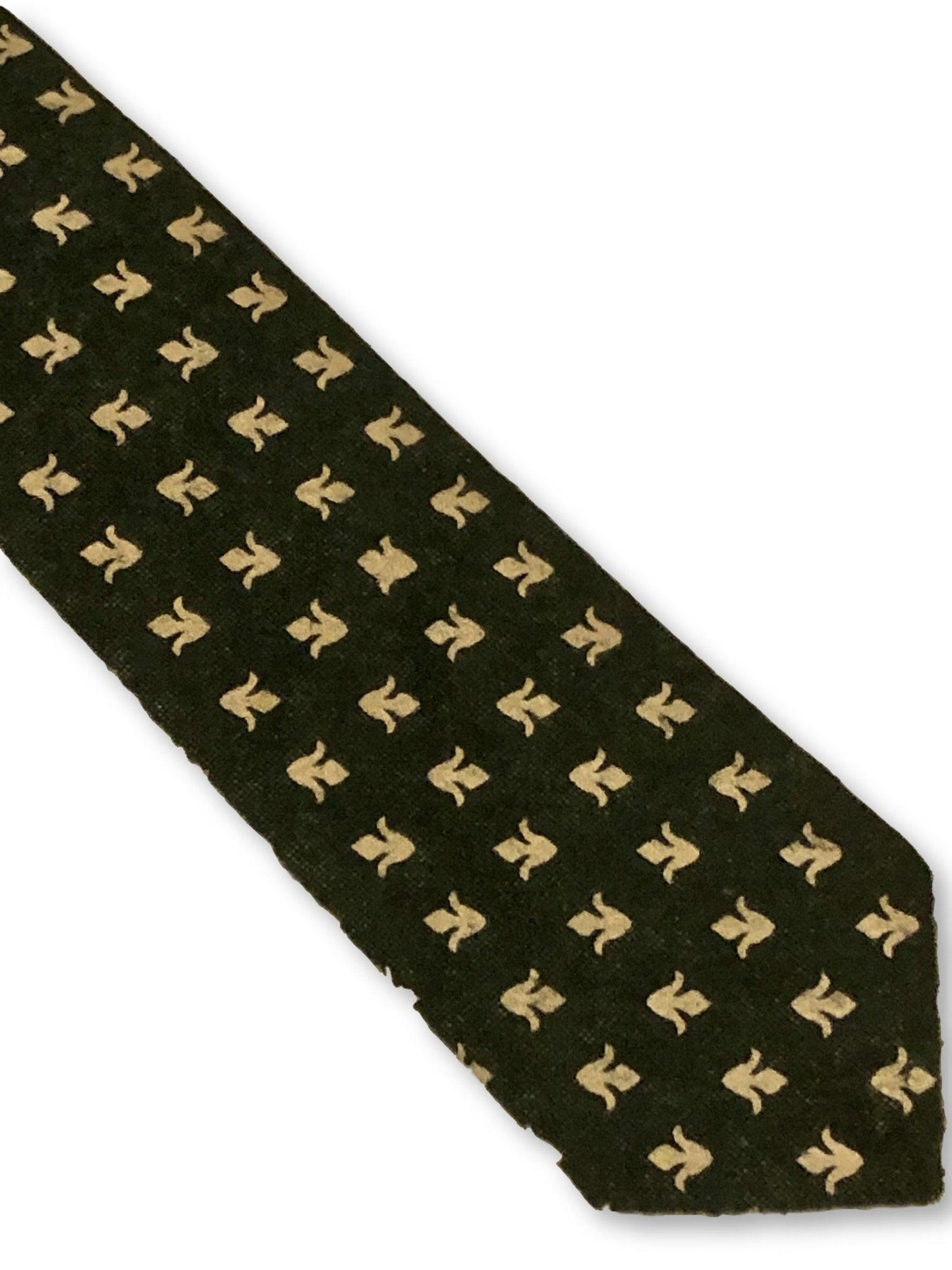 dark forest green with fleur de lis design cotton tie