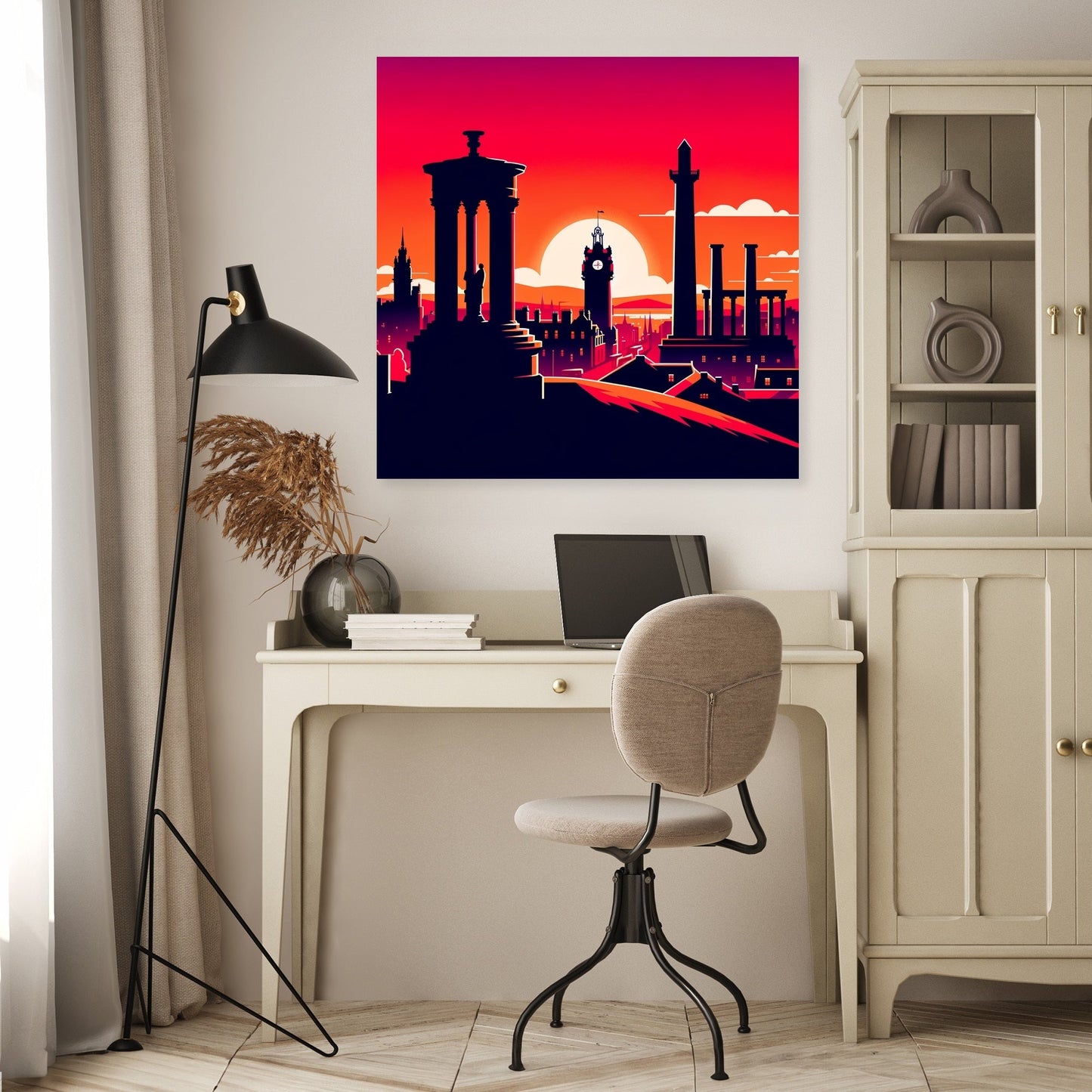 Edinburgh Calton Hill Sunset Silhouette Canvas