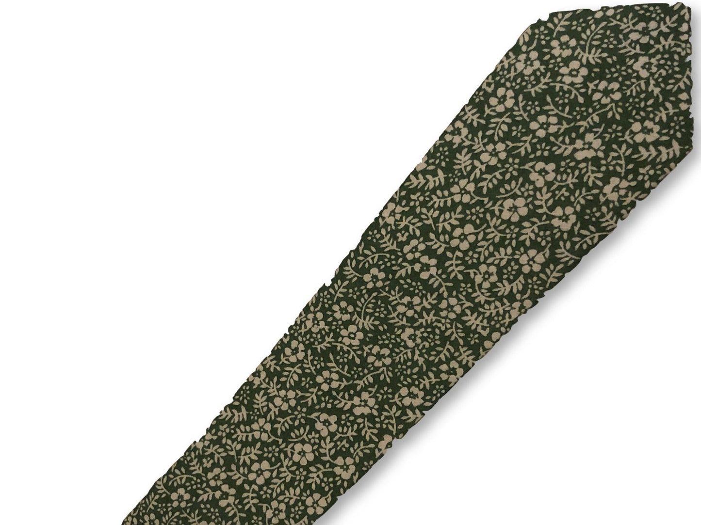 forest green with white floral design cotton tie
