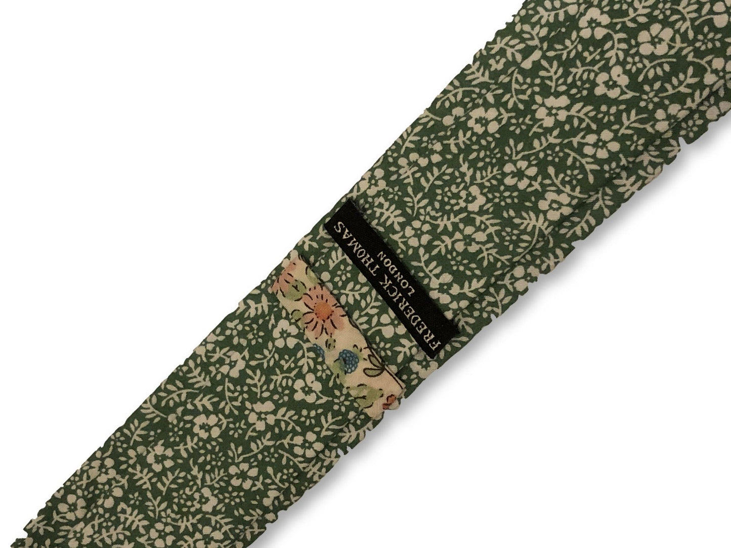 forest green with white floral design cotton tie
