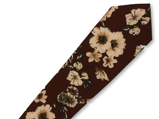 maroon burgundy red with blush pink peony flower design cotton tie