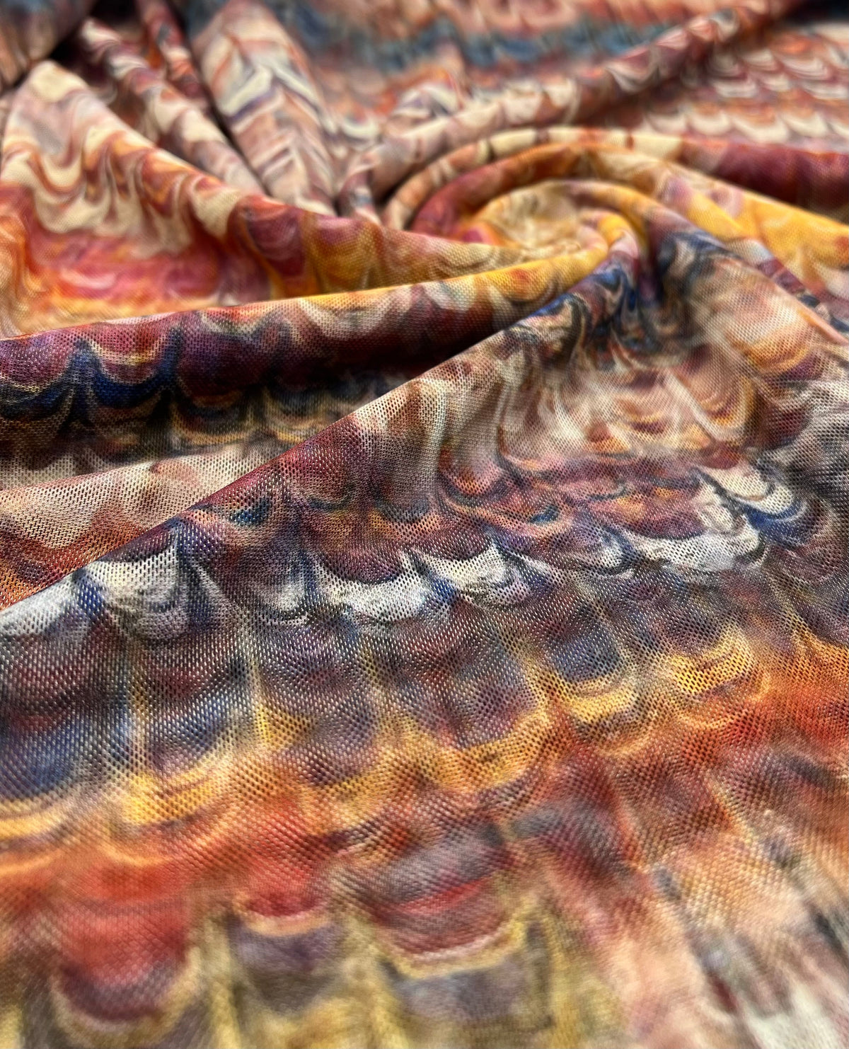 Feather Colourful Stripe Print Mesh Fabric Stretch