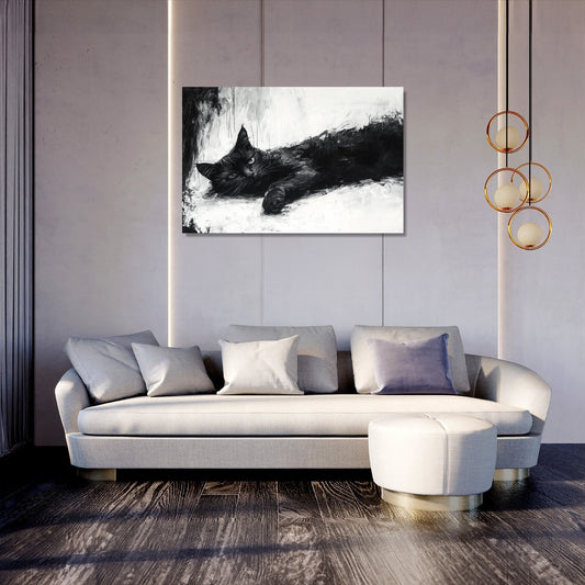 Black Cat Serenity Canvas