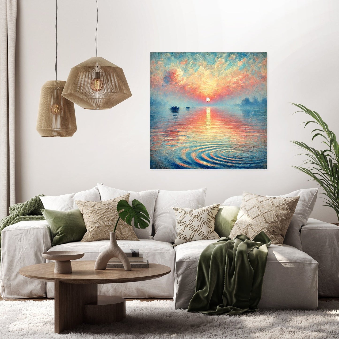 Pastel Sunrise Over Water Canvas