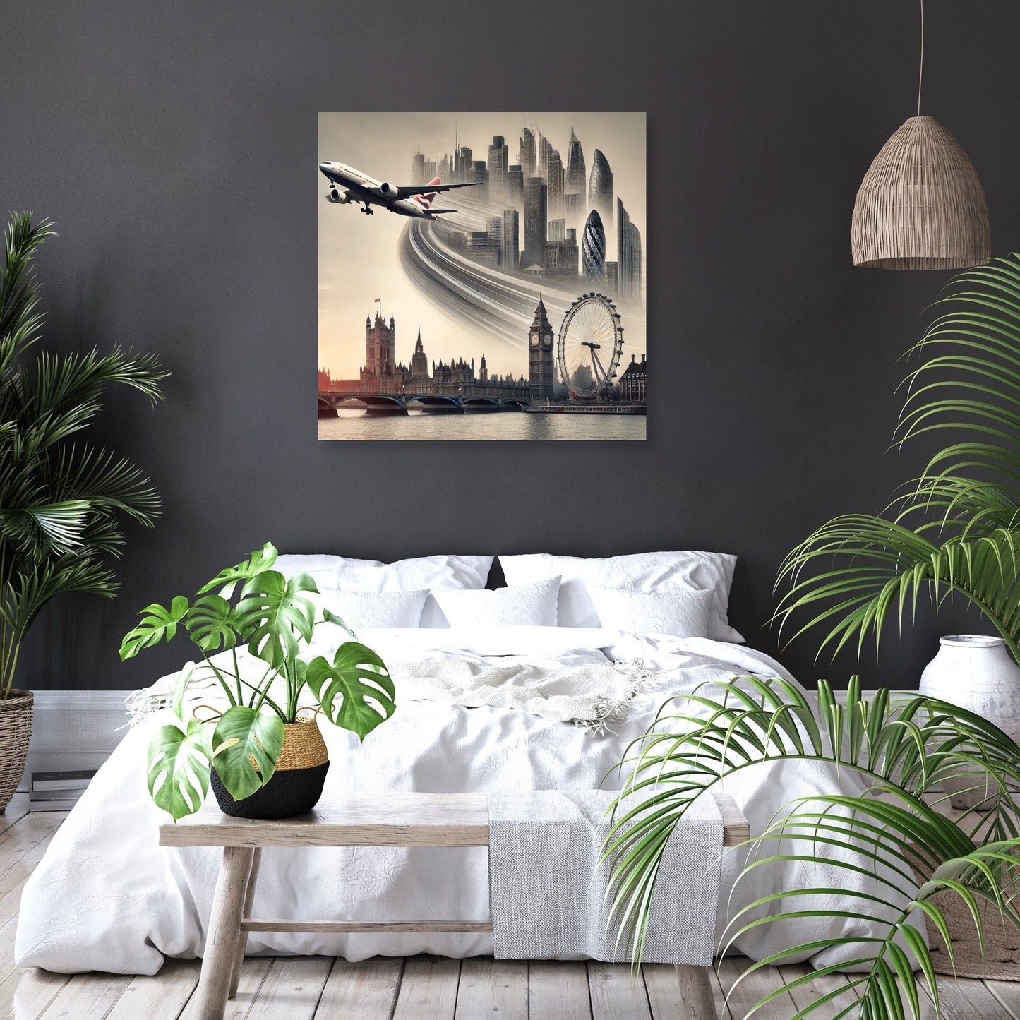 London Dreamscape Jet Canvas