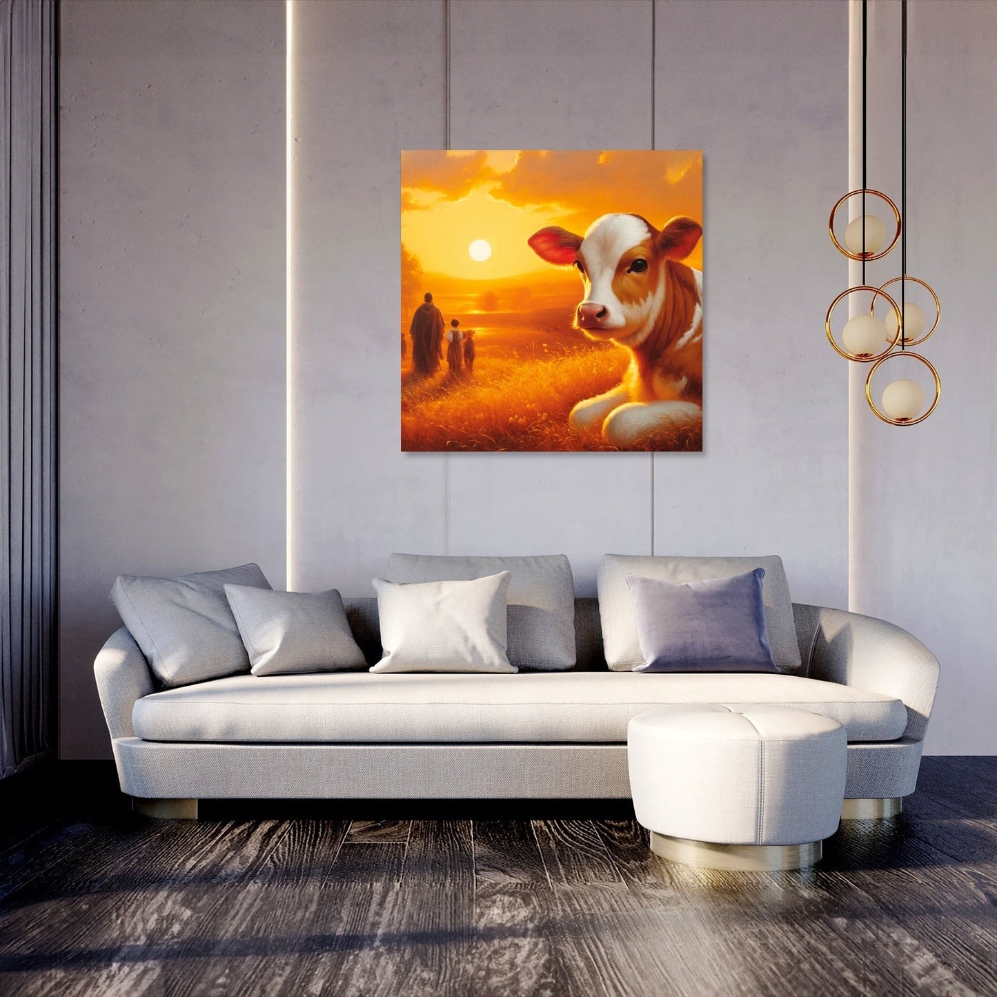 Golden Hour Cow Canvas