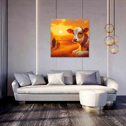 Golden Hour Cow Canvas