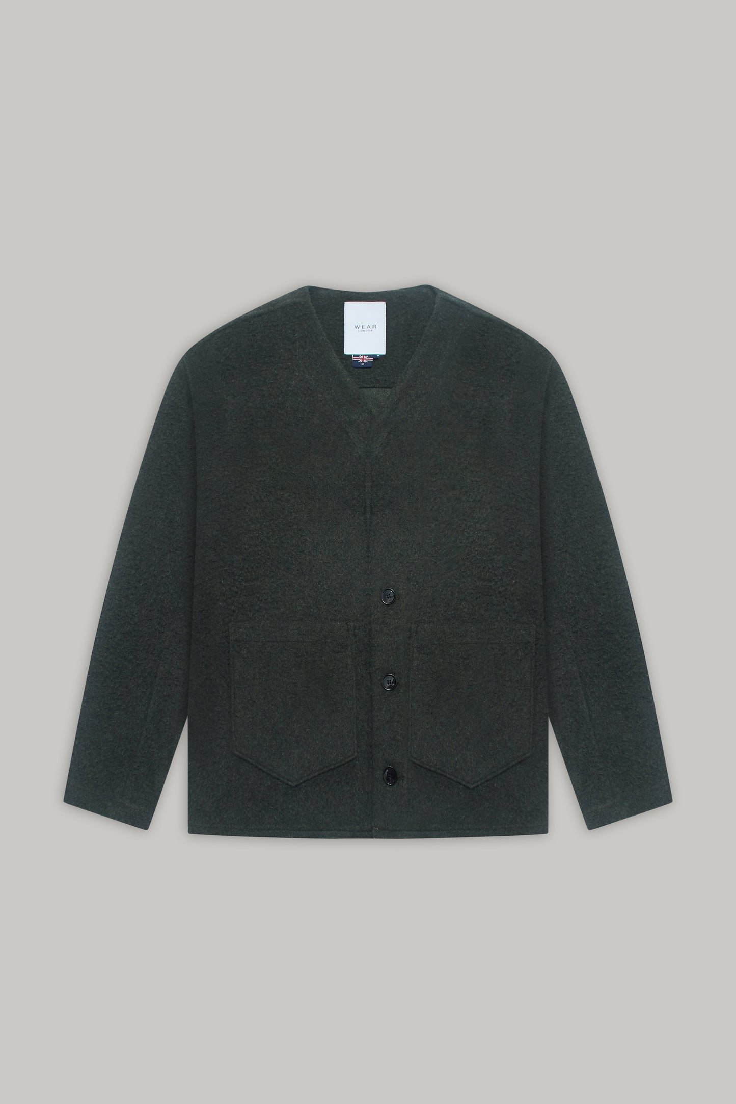 Fleming V-Neck Shacket - Olive Casentino Wool