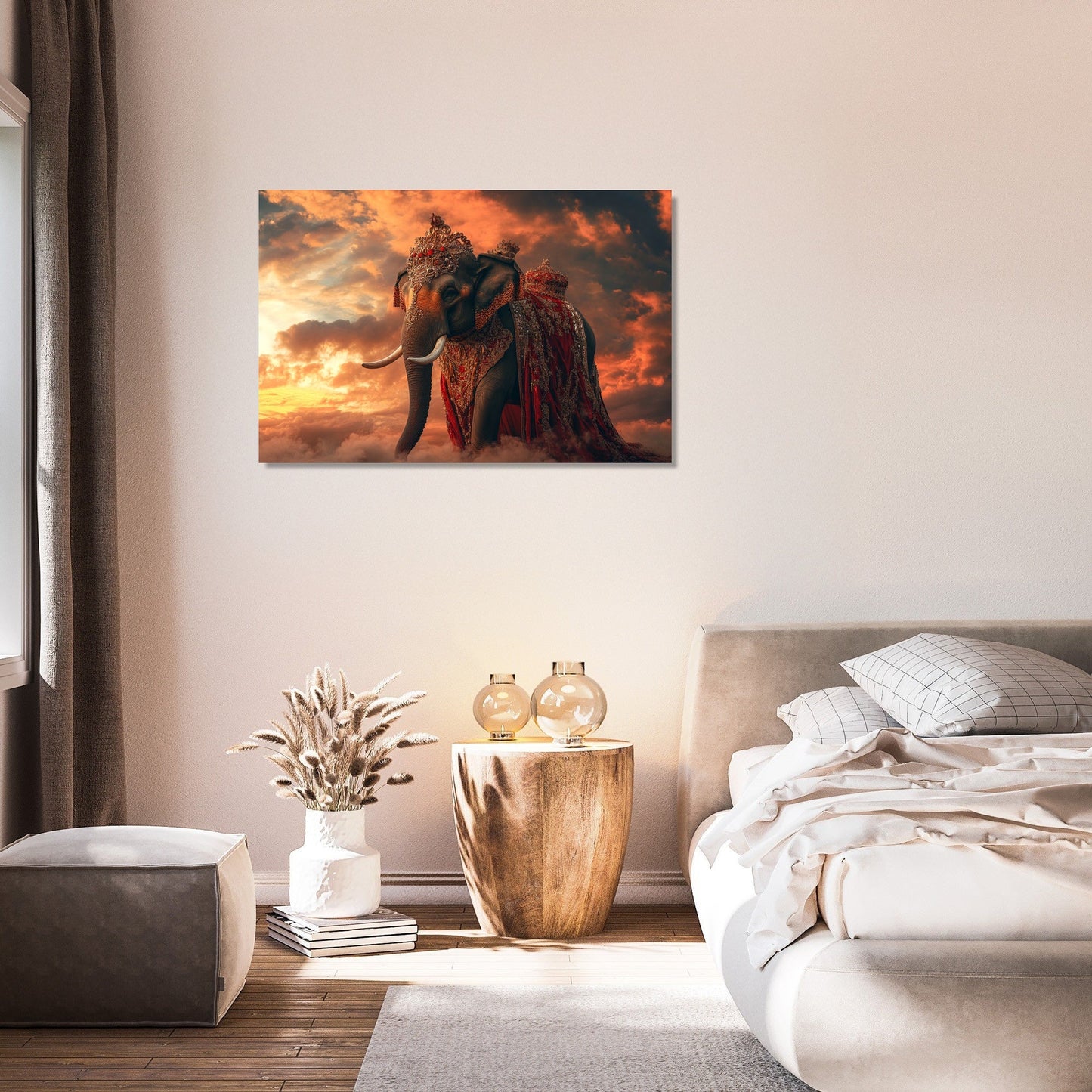 Majestic Sunset Elephant Canvas