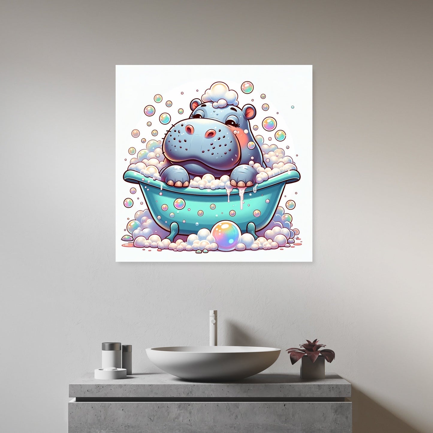 Hippo's Bubble Delight Canvas