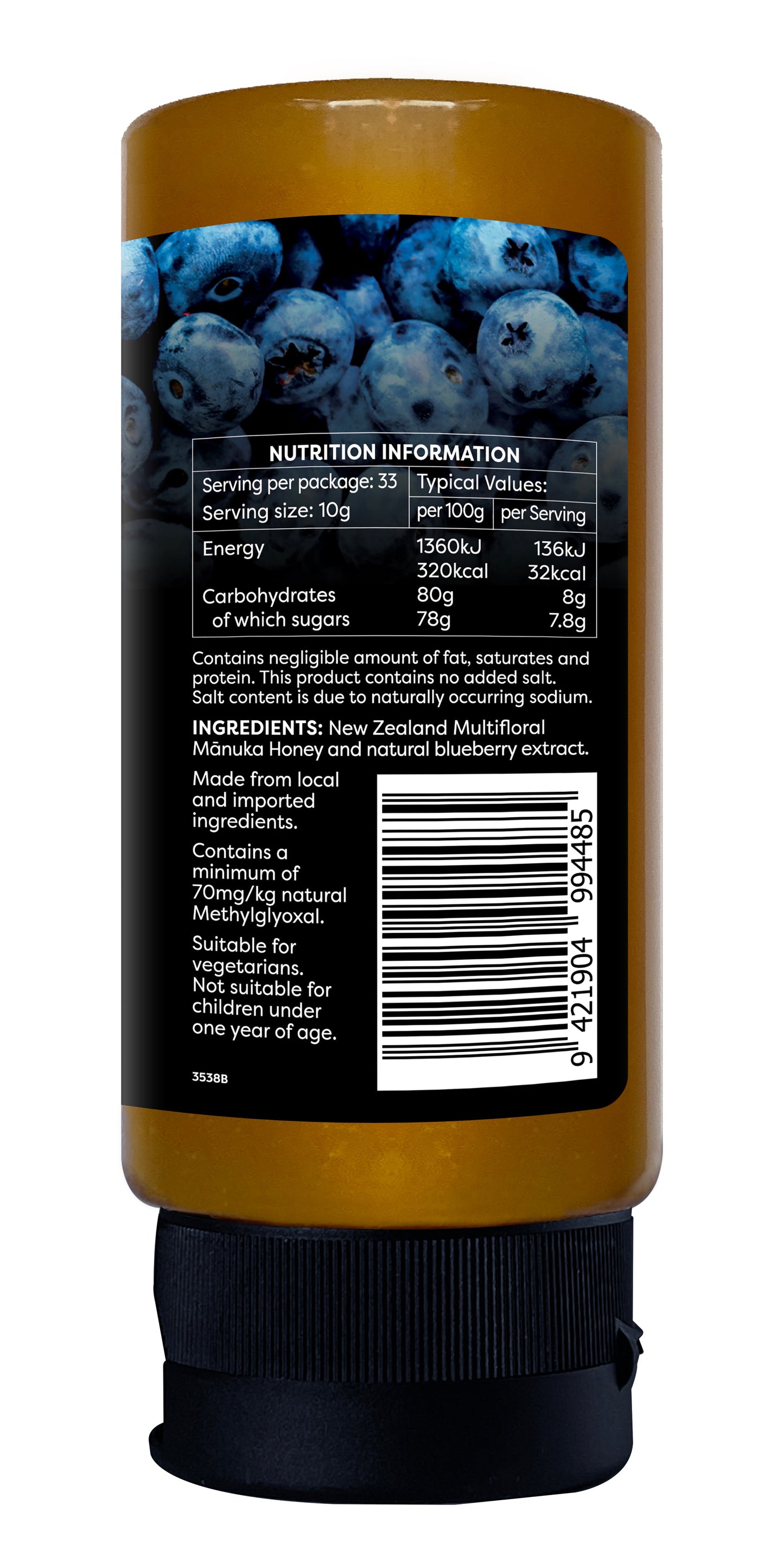 Mānuka Honey Squeeze Bottle 70+MGO Blueberry
