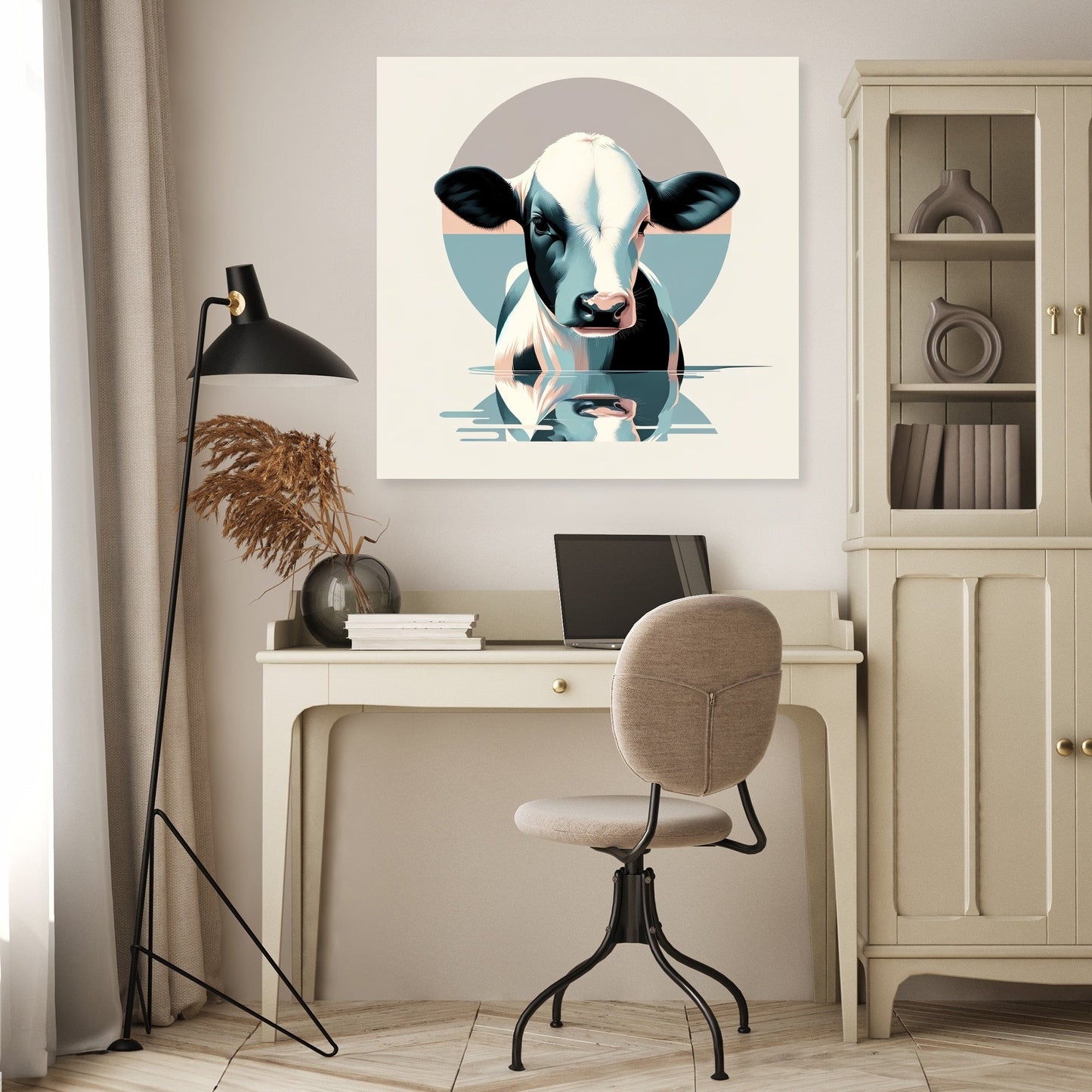 Pastel Modernist Cow Canvas