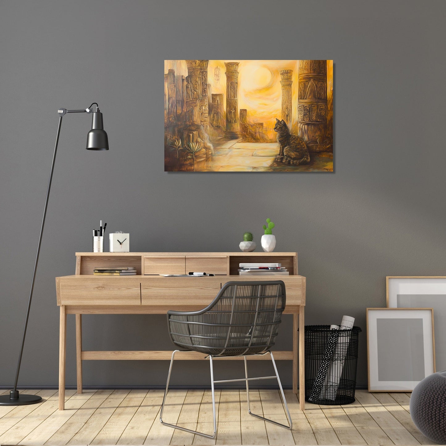 Majestic Feline Temple Canvas
