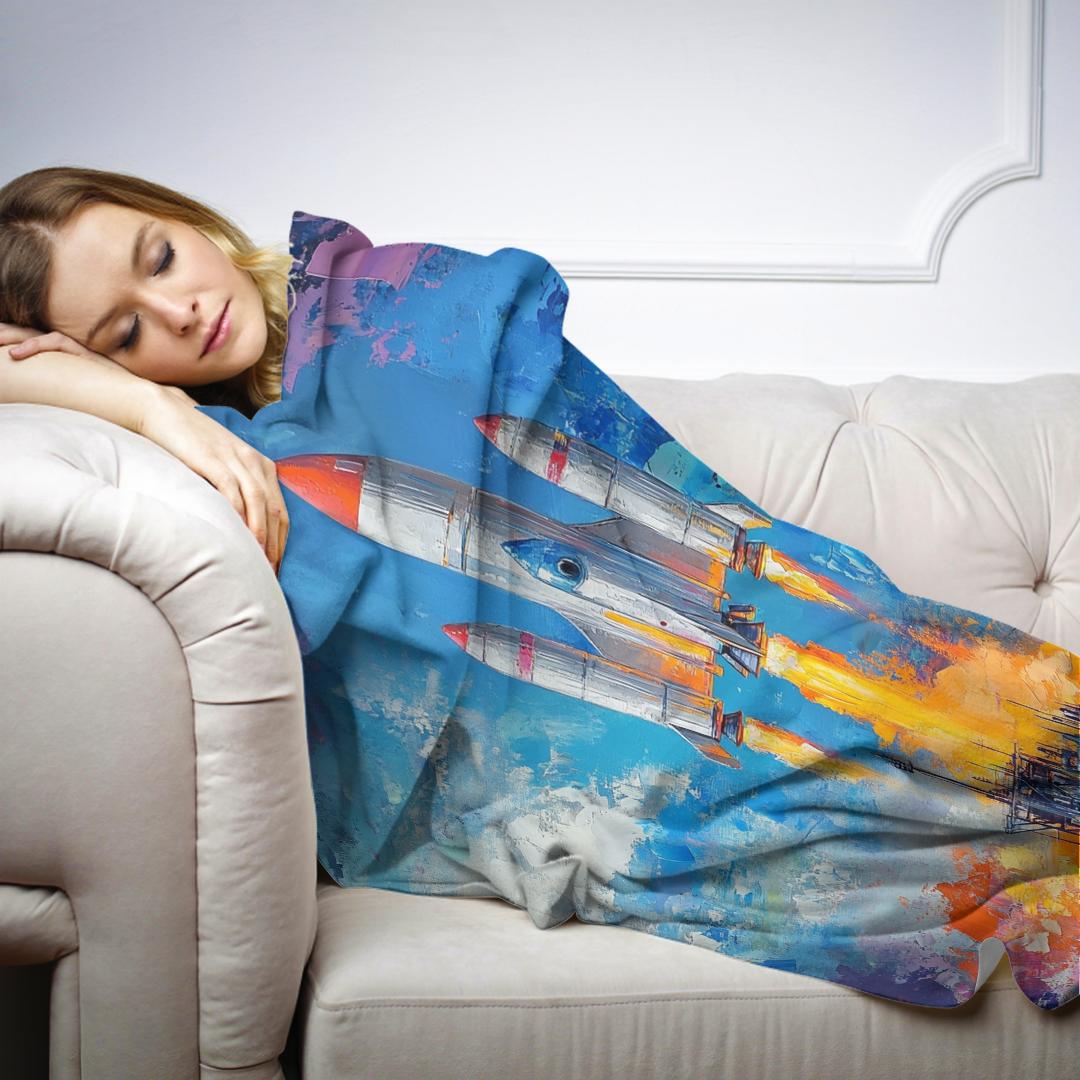 Whimsical Rockets Blanket