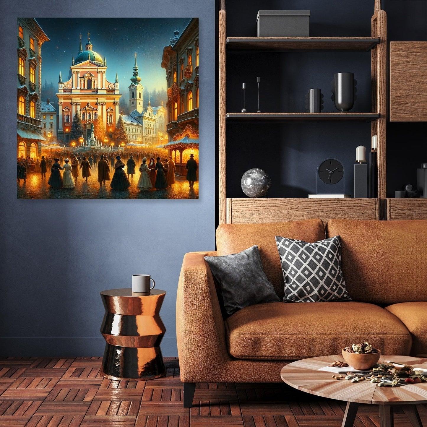 Festive Evening at Prešeren Square Canvas