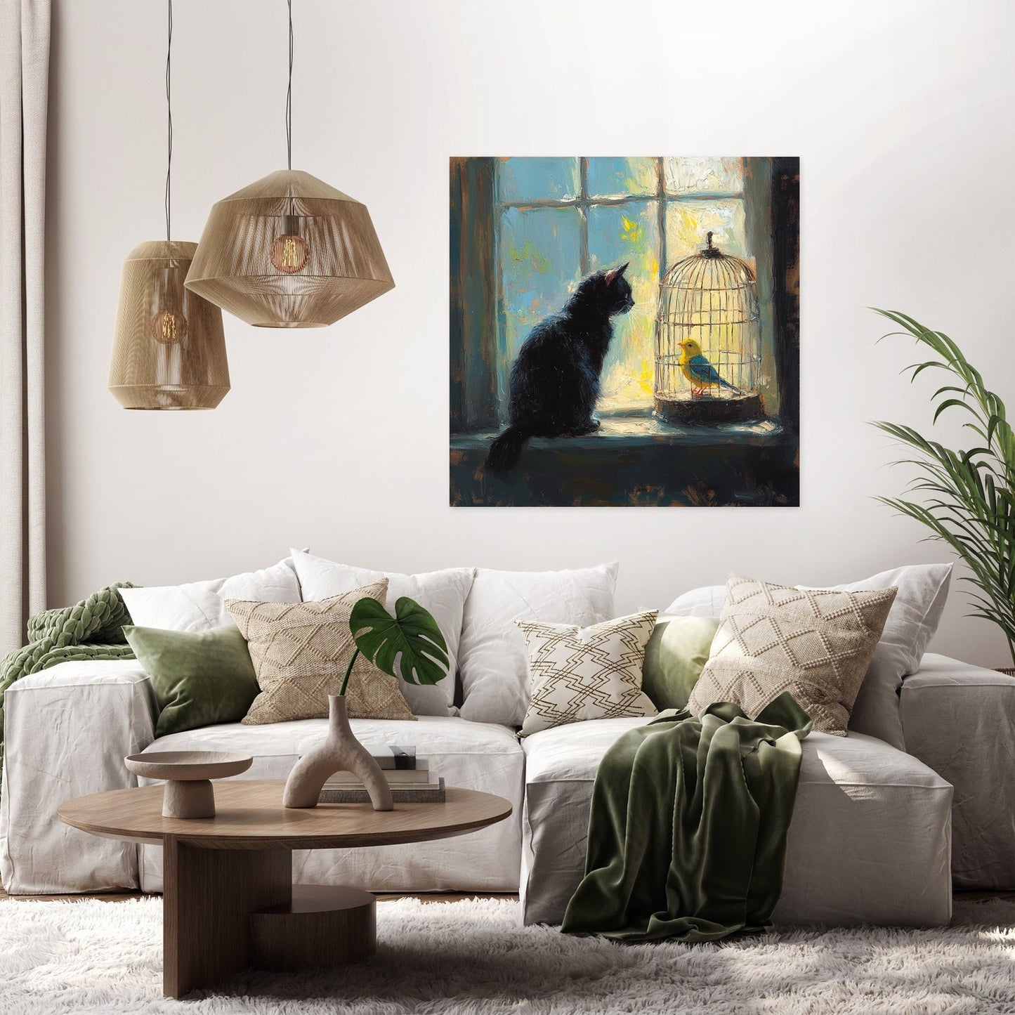 Cat and Canary Standoff Canvas