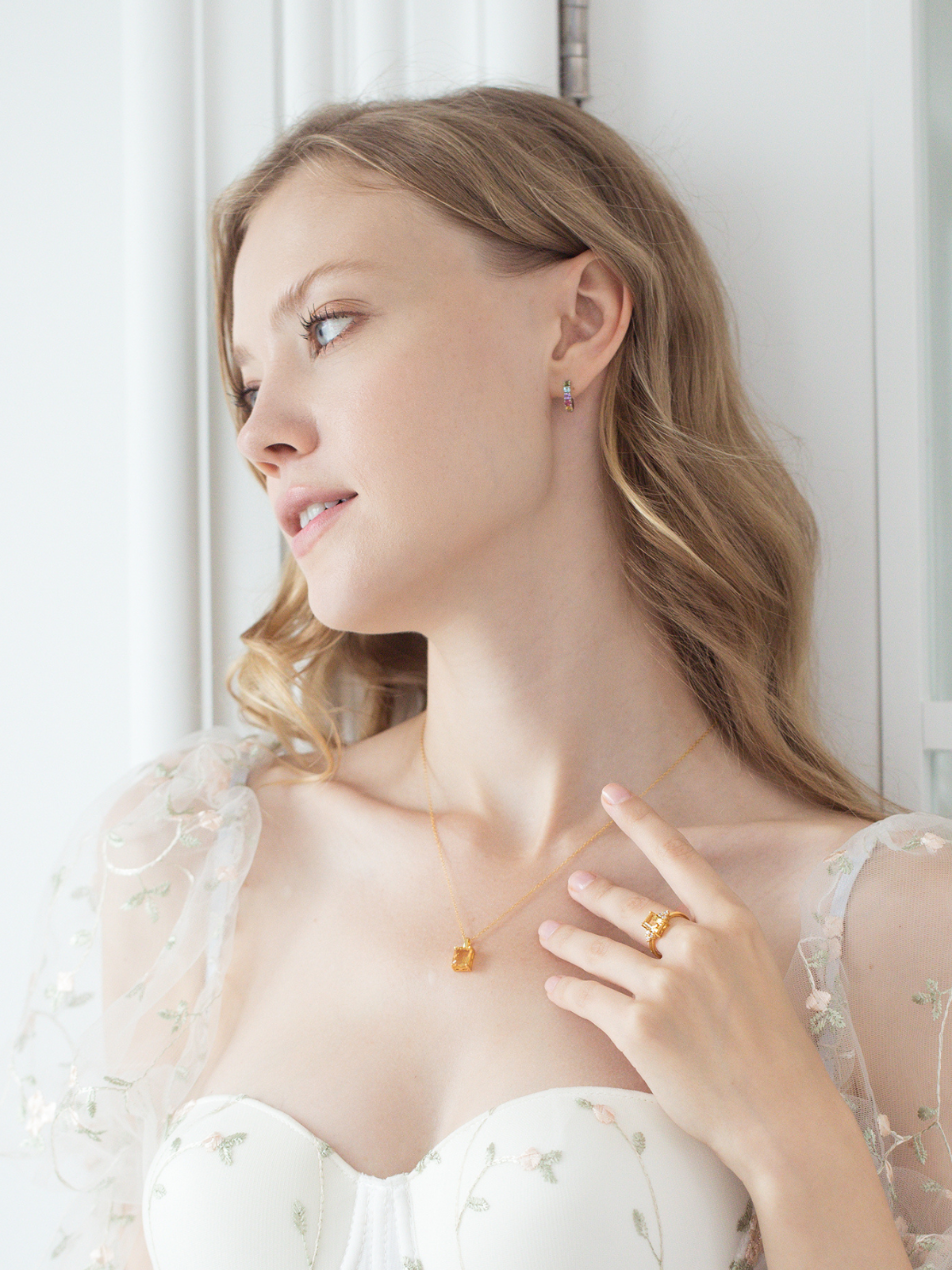 Citrine Emerald Cut Ring in 18k Gold Vermeil