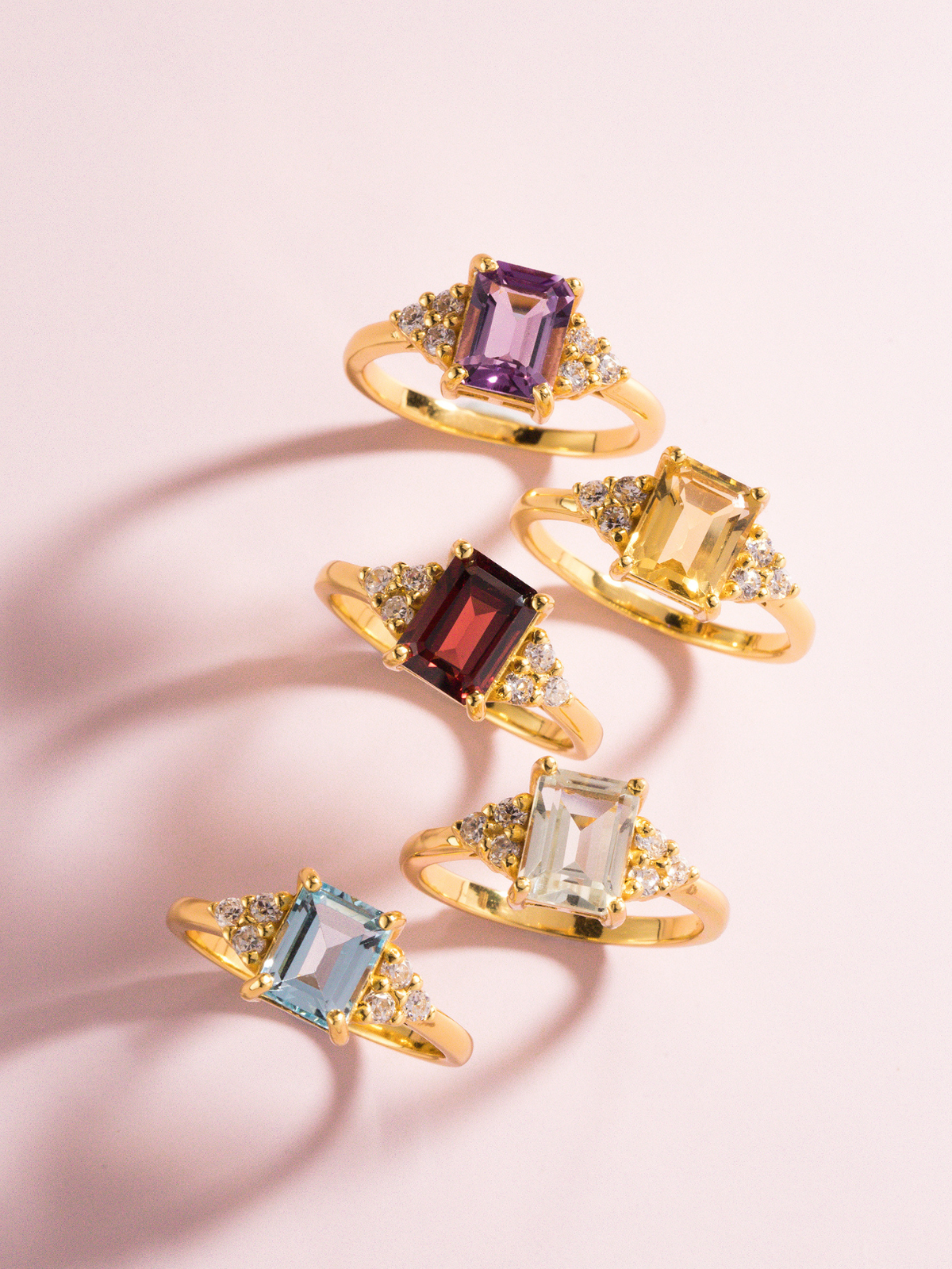 Citrine Emerald Cut Ring in 18k Gold Vermeil