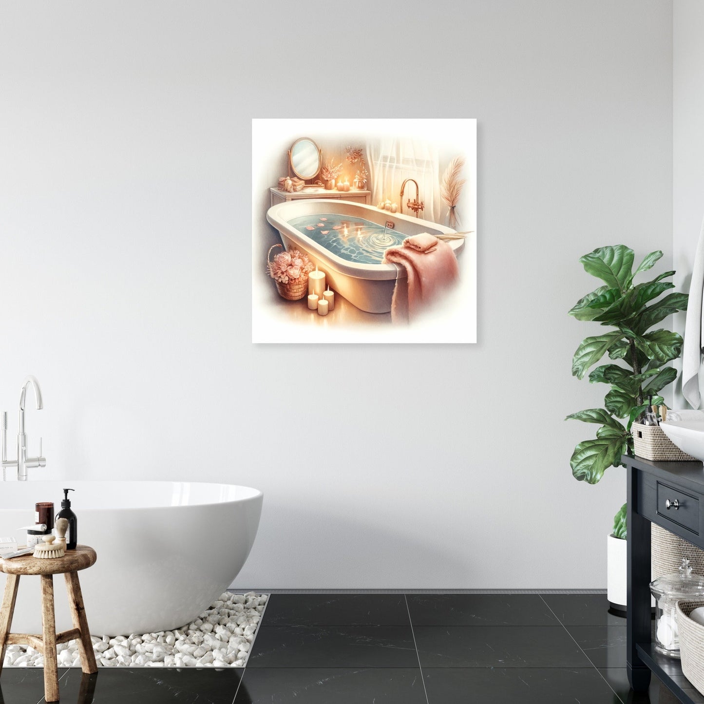 Serene Soak Watercolor Canvas