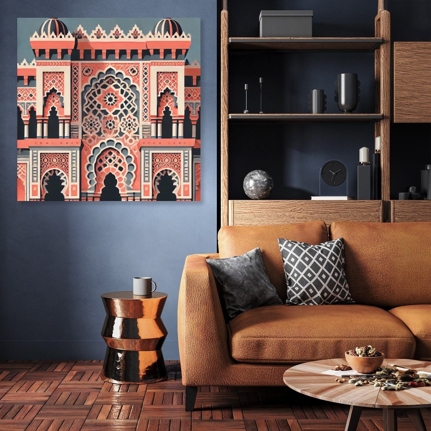 Coral & Blue Islamic Architecture Canvas