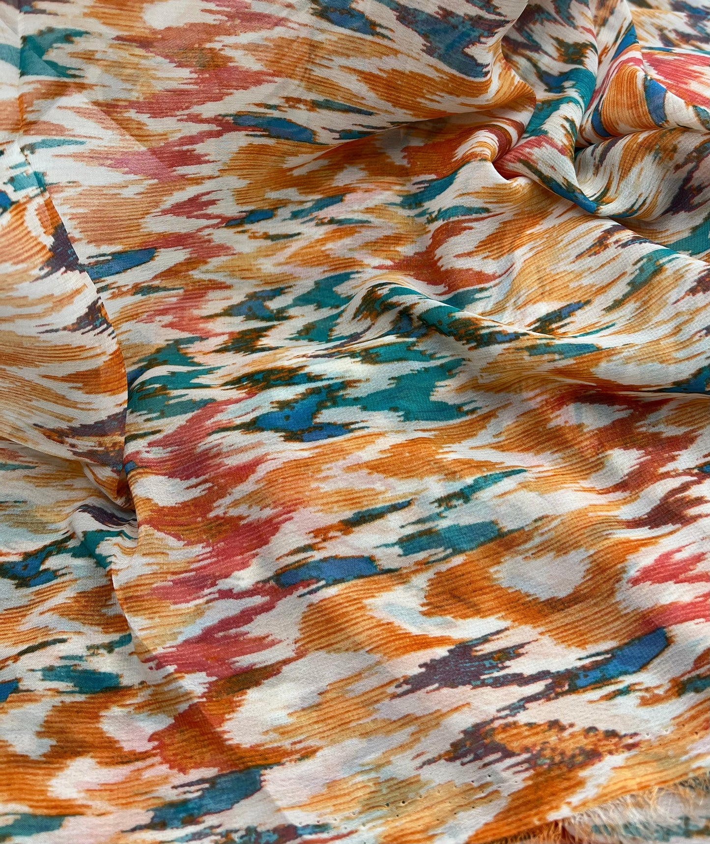 Orange Mix Printed Chiffon Dress Fabric