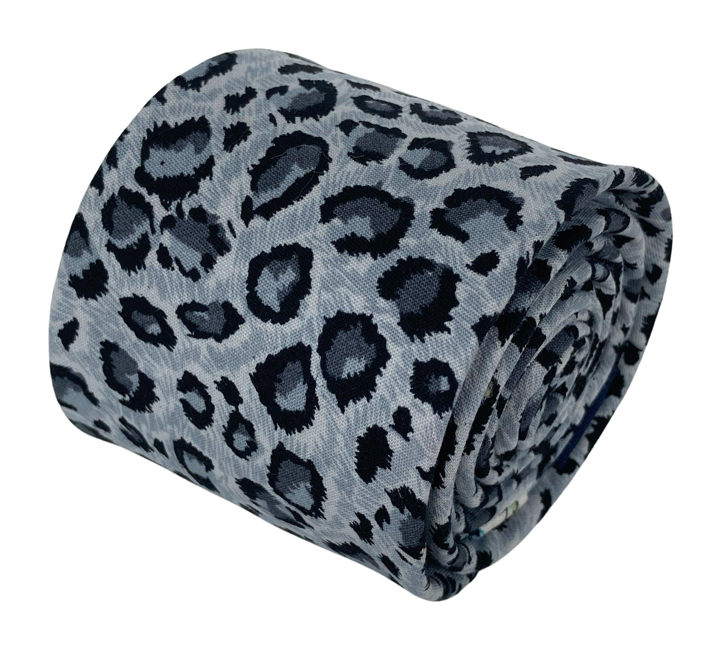 light grey leopard print cotton design mens tie