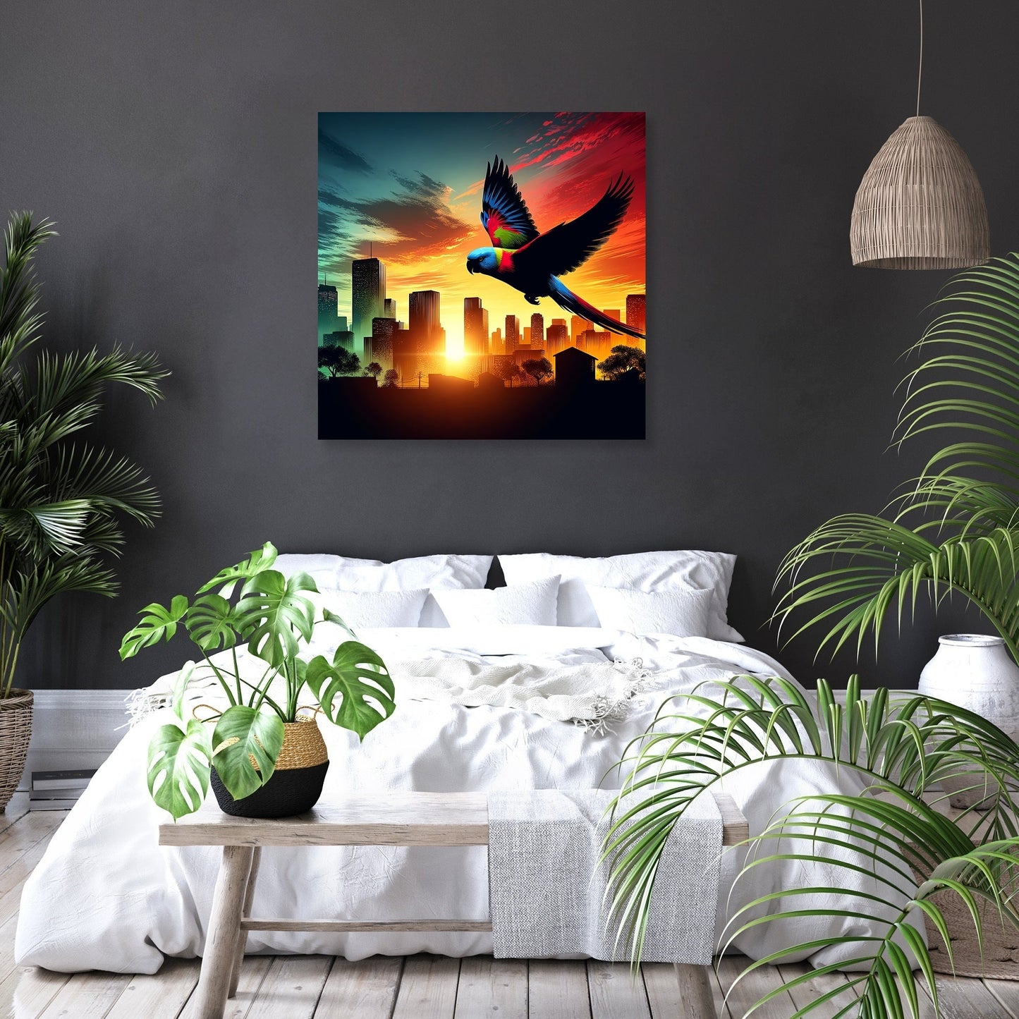 Urban Flight Silhouette Canvas