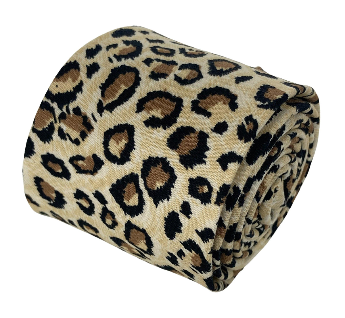 cream and beige leopard print cotton design tie