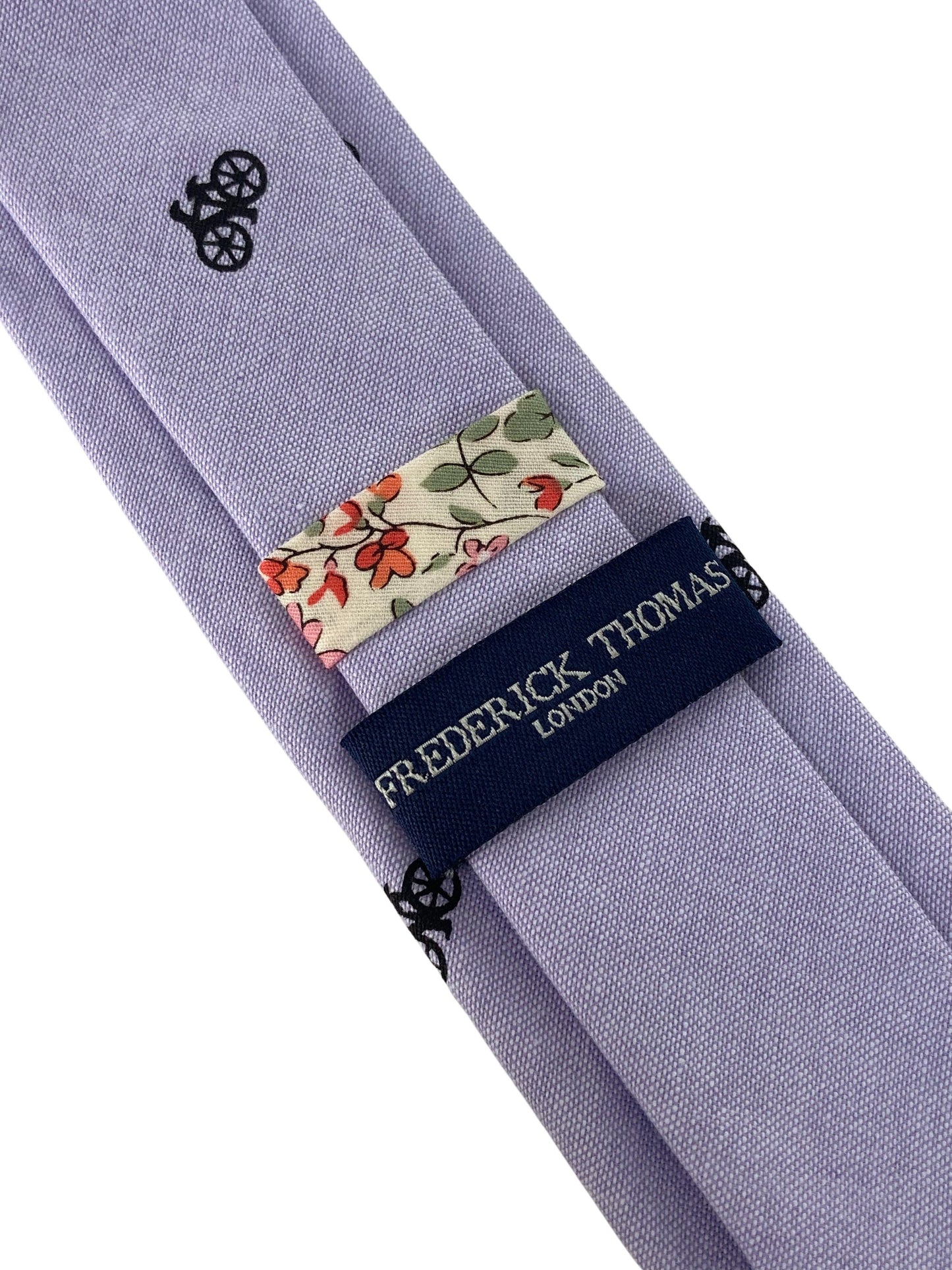 lilac pastel cotton  tie with bike bicycle design