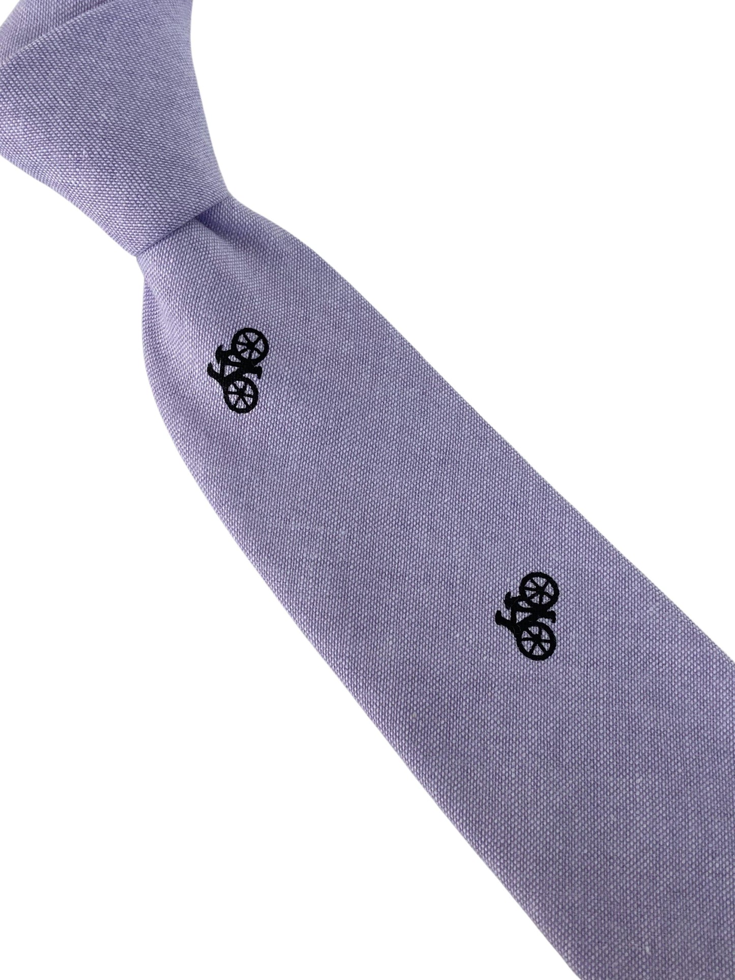 lilac pastel cotton  tie with bike bicycle design