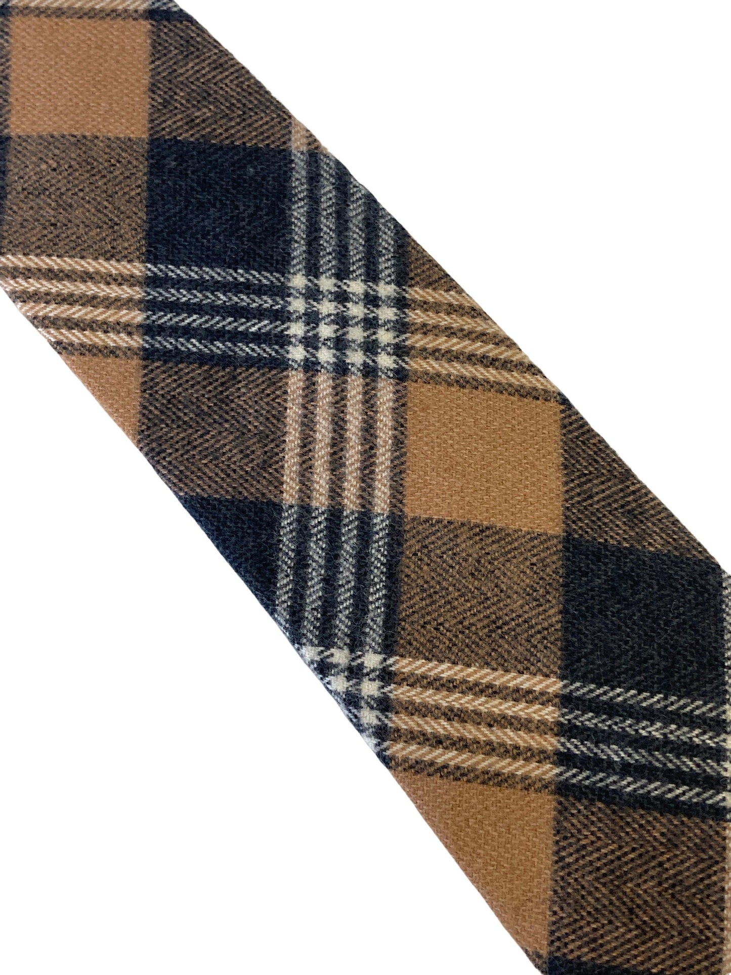 brown & black prince of wales check mens wool tie