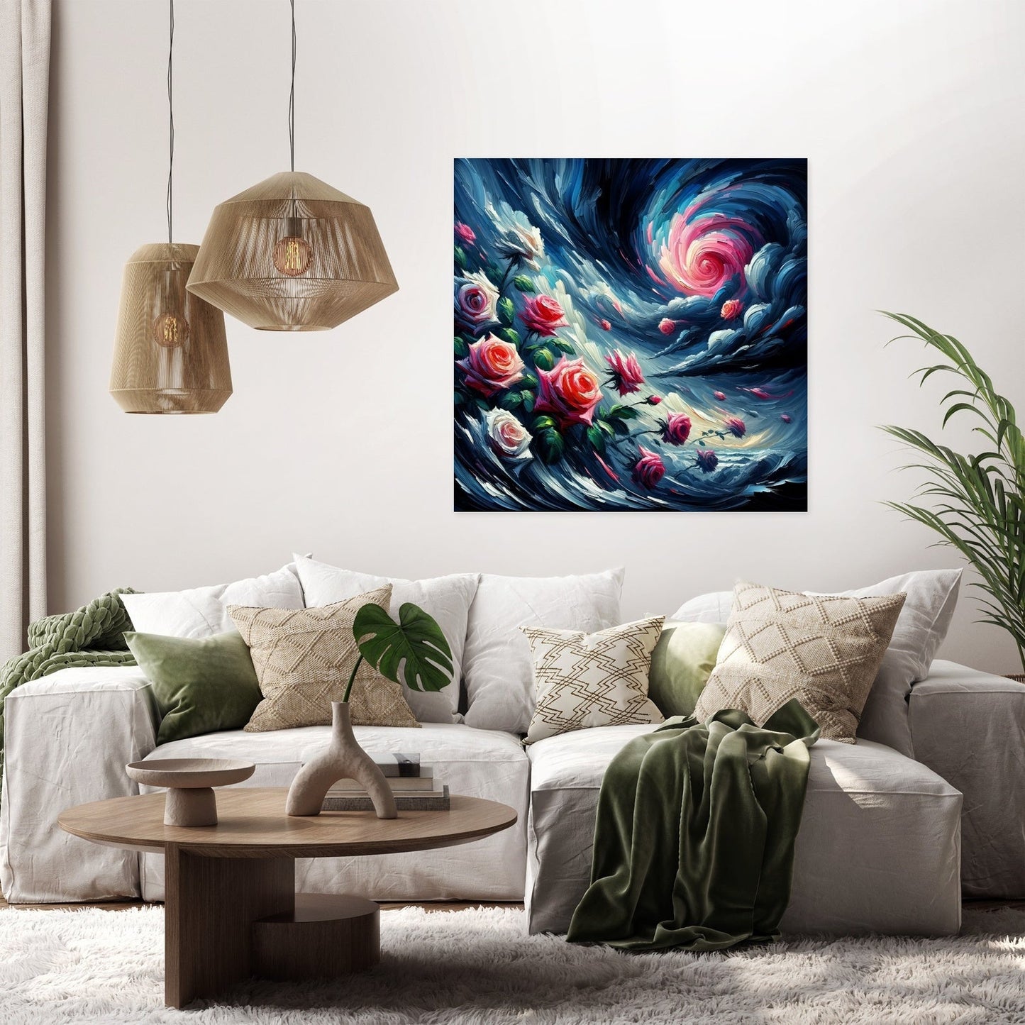 Expressionist Rose Storm Canvas