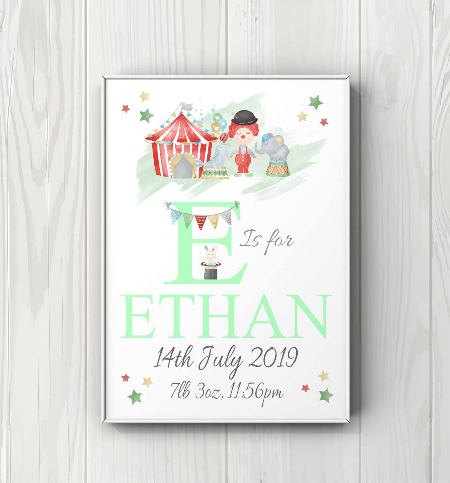 Personalised Newborn Circus Name PRINT