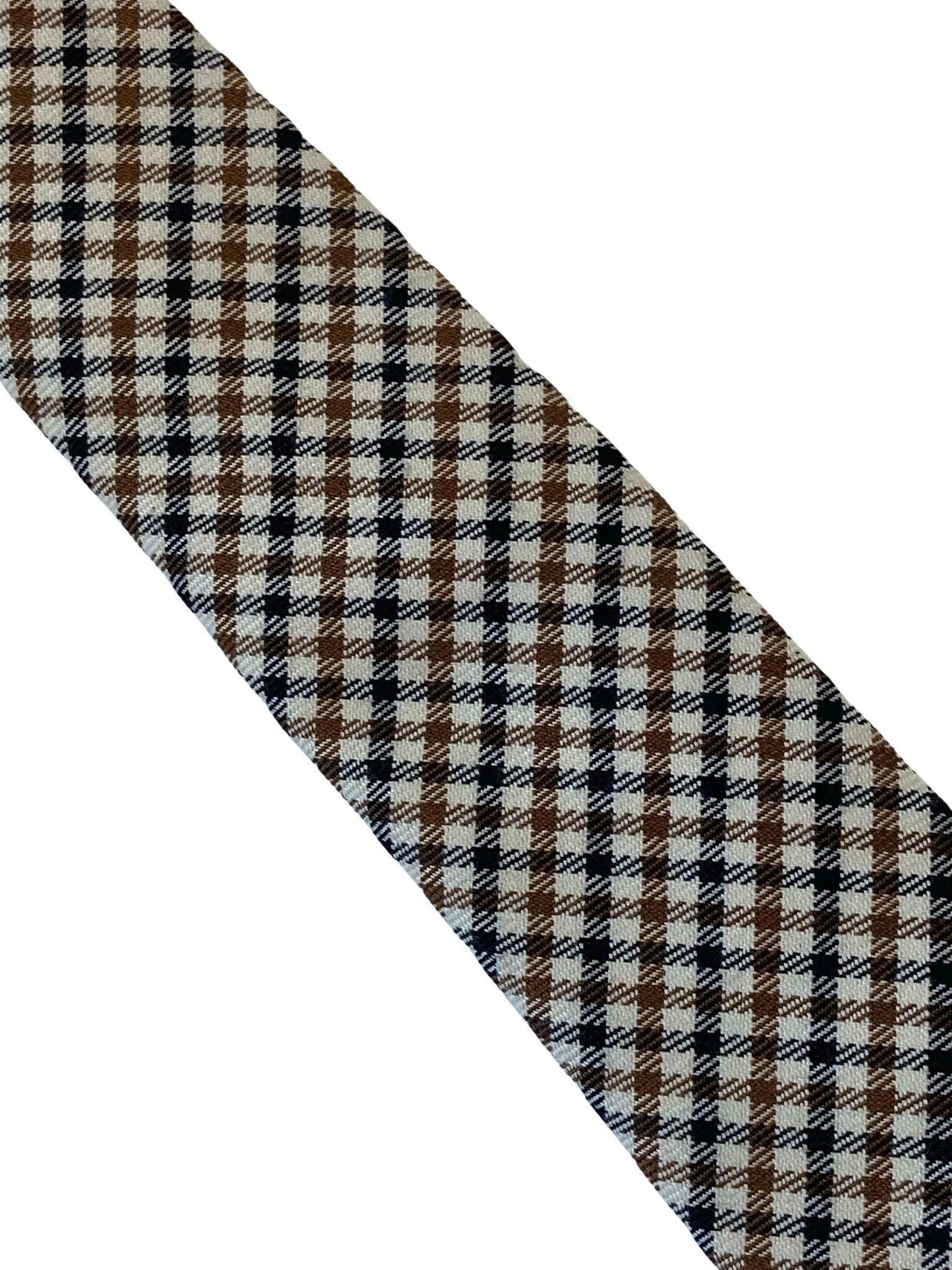beige, brown & black check tweed style mens 100% wool tie