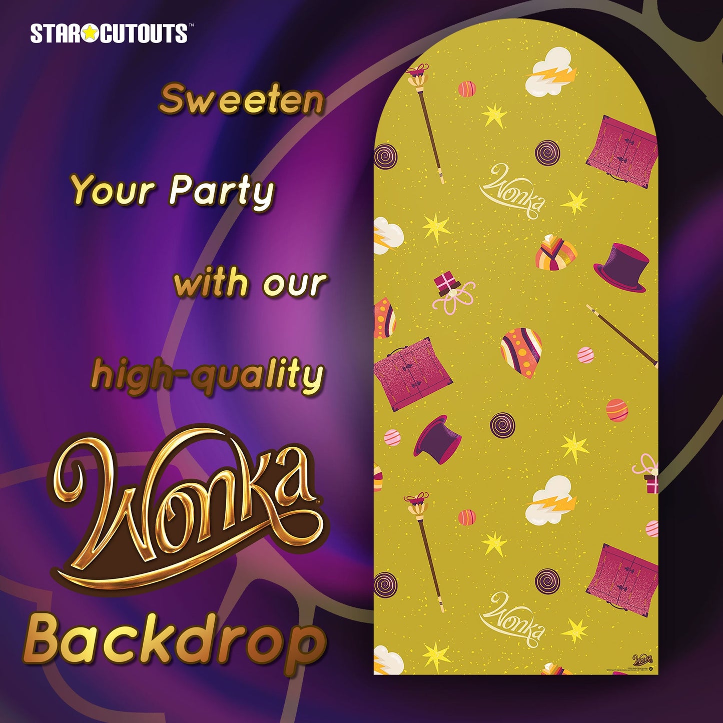 SC4494 Wonka Gobstopper Green &  Yellow Backdrop Single Cardboard Cut Out Height 185cm