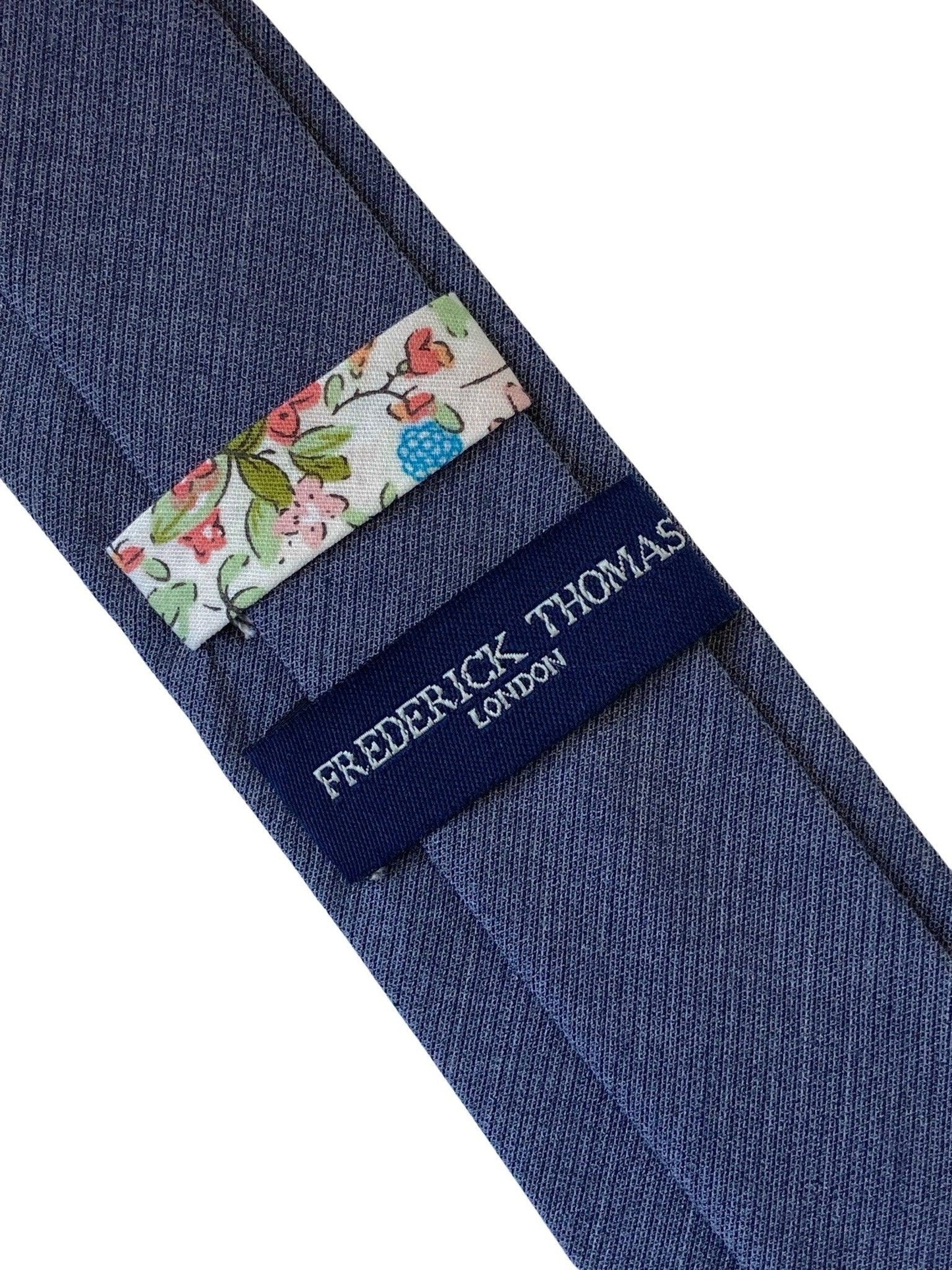 midnight blue grey plain cotton mens tie