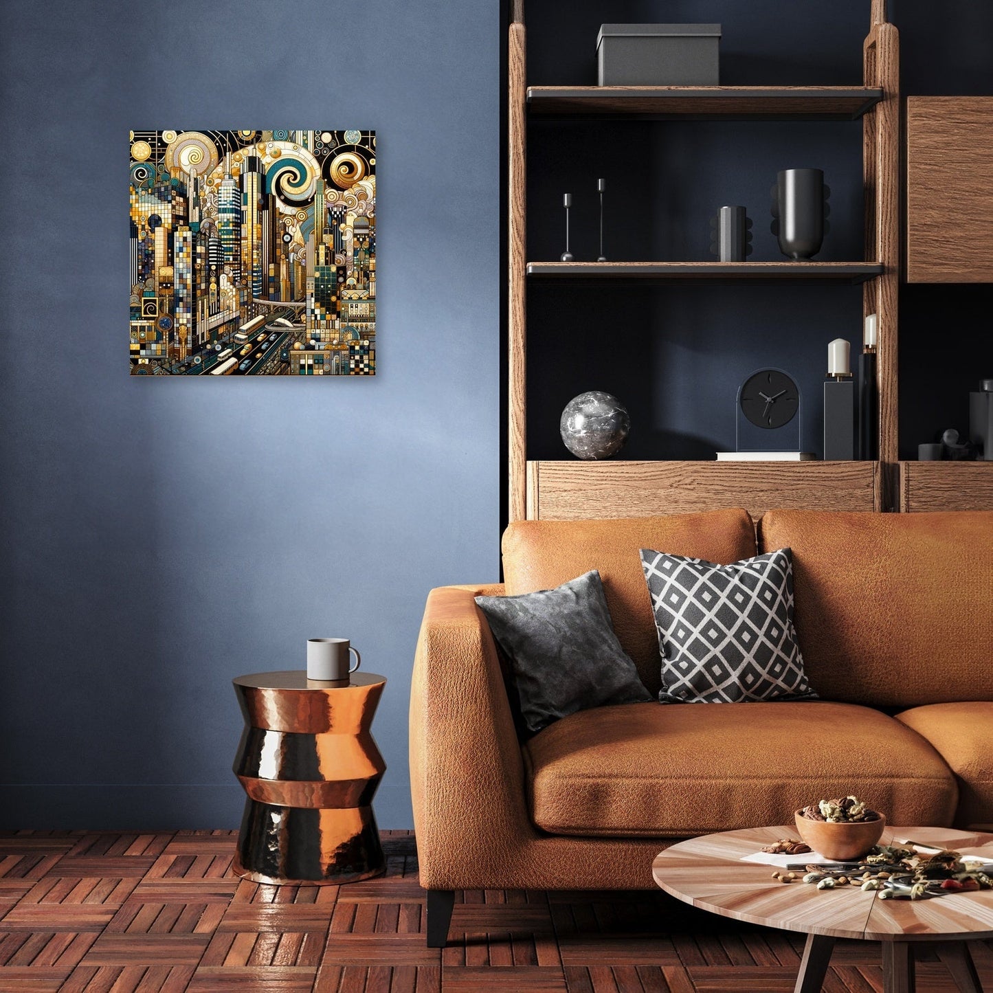 Golden Metropolis Mosaic Canvas