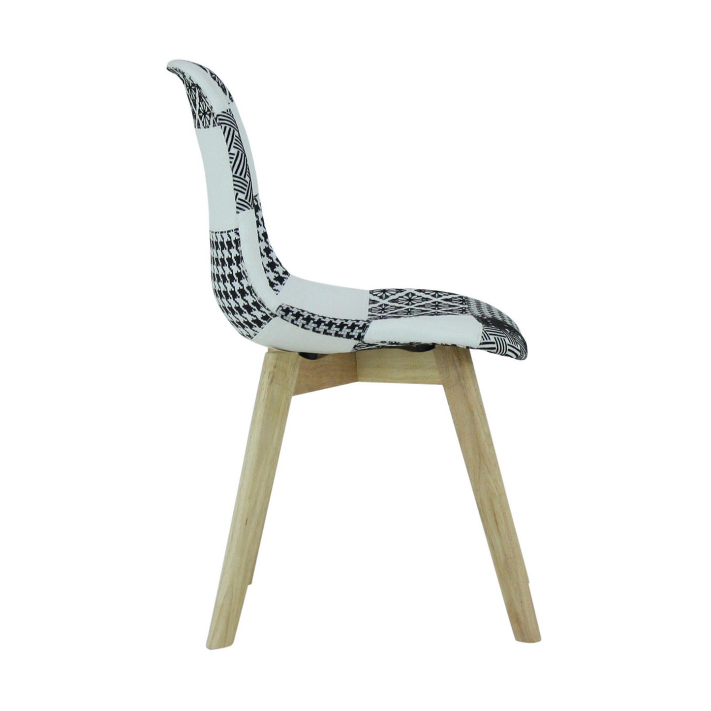 5PCs Dining Set - a Halo Dining Table & Set of 4 Black/White Tulip Patchwork Accent Chairs