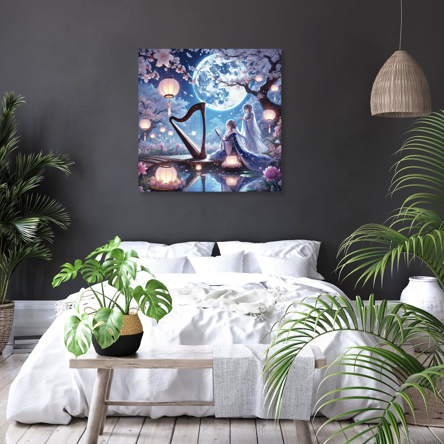 Moonlit Garden Serenade Canvas