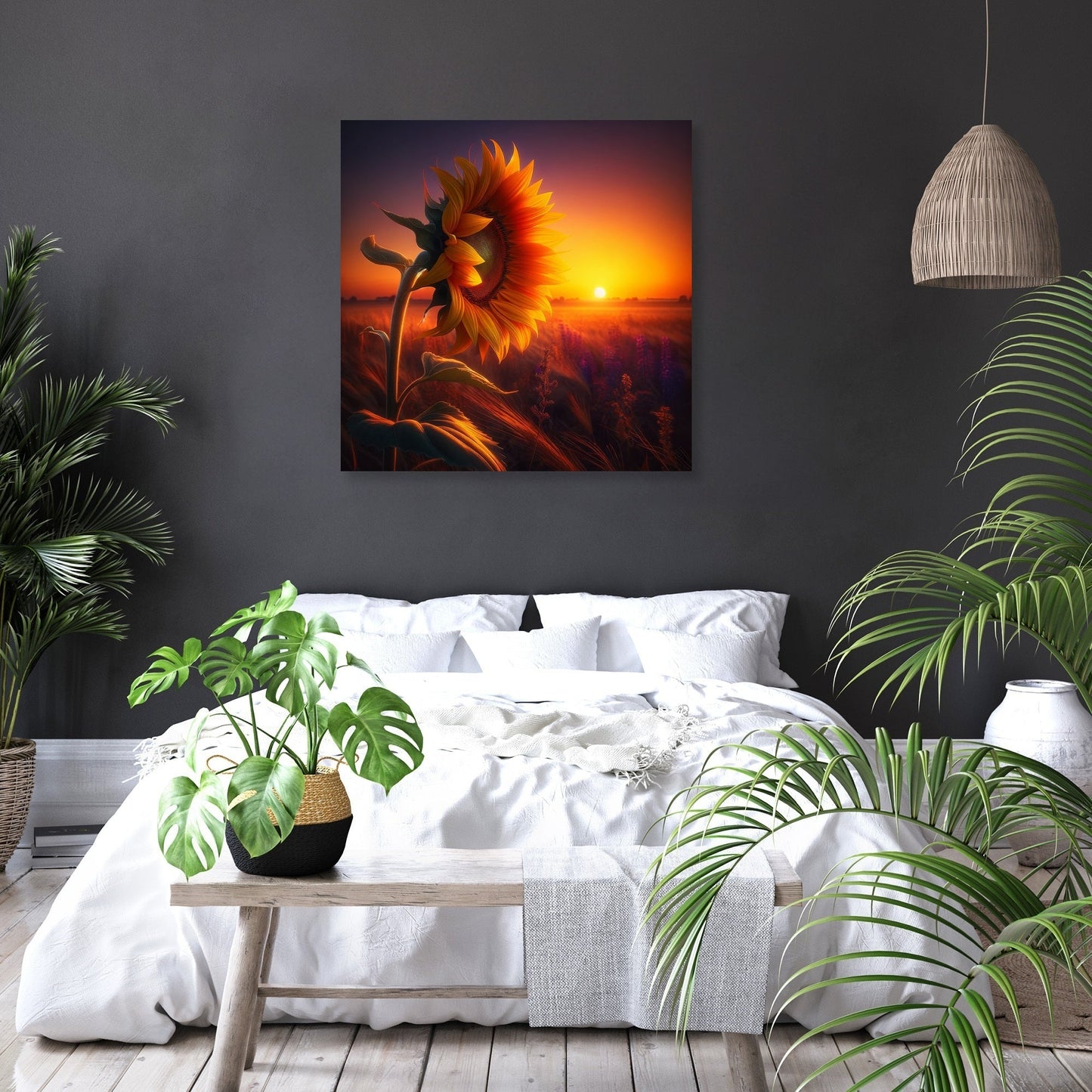 Solitary Sunset Bloom Canvas