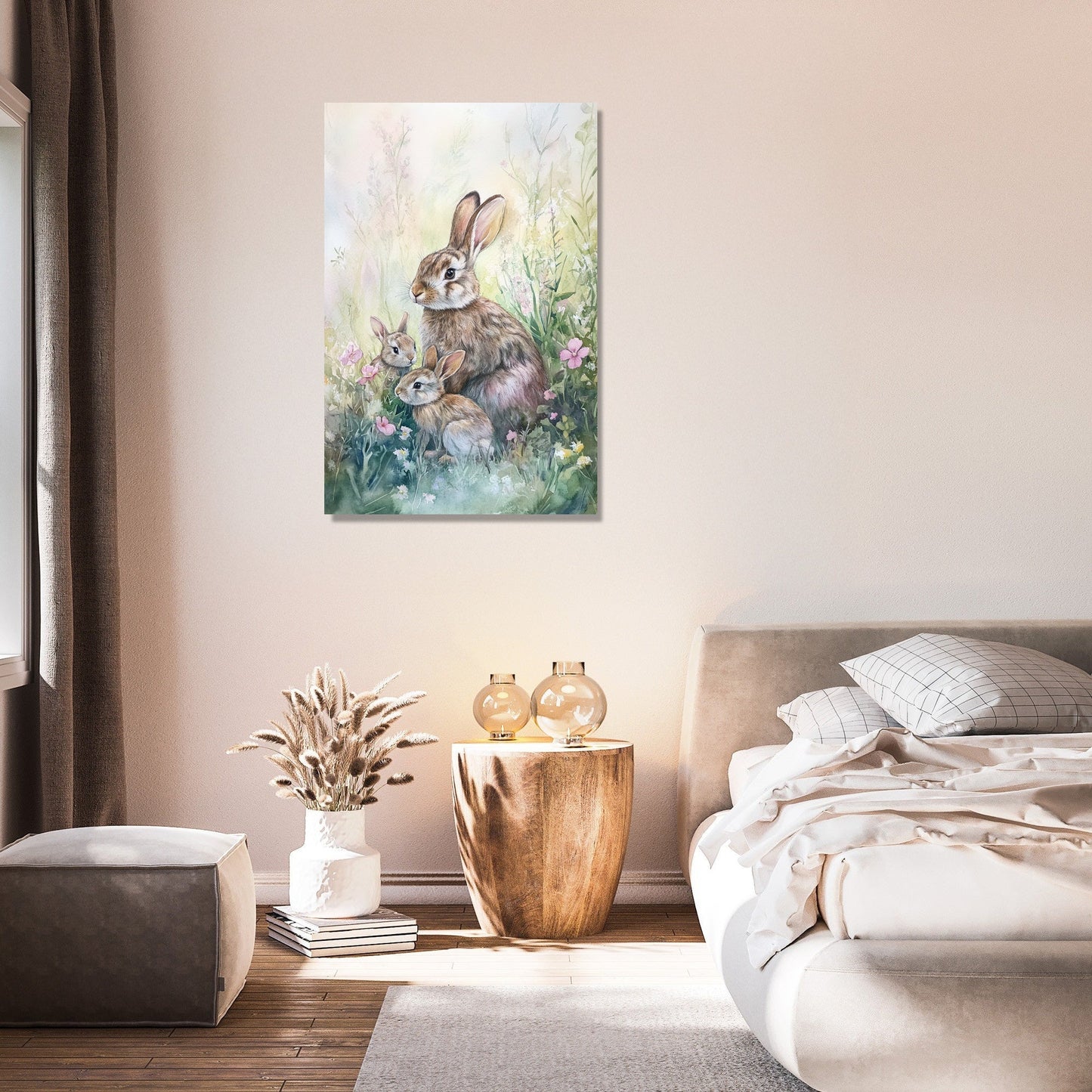 Rabbit Family Spring Canvas