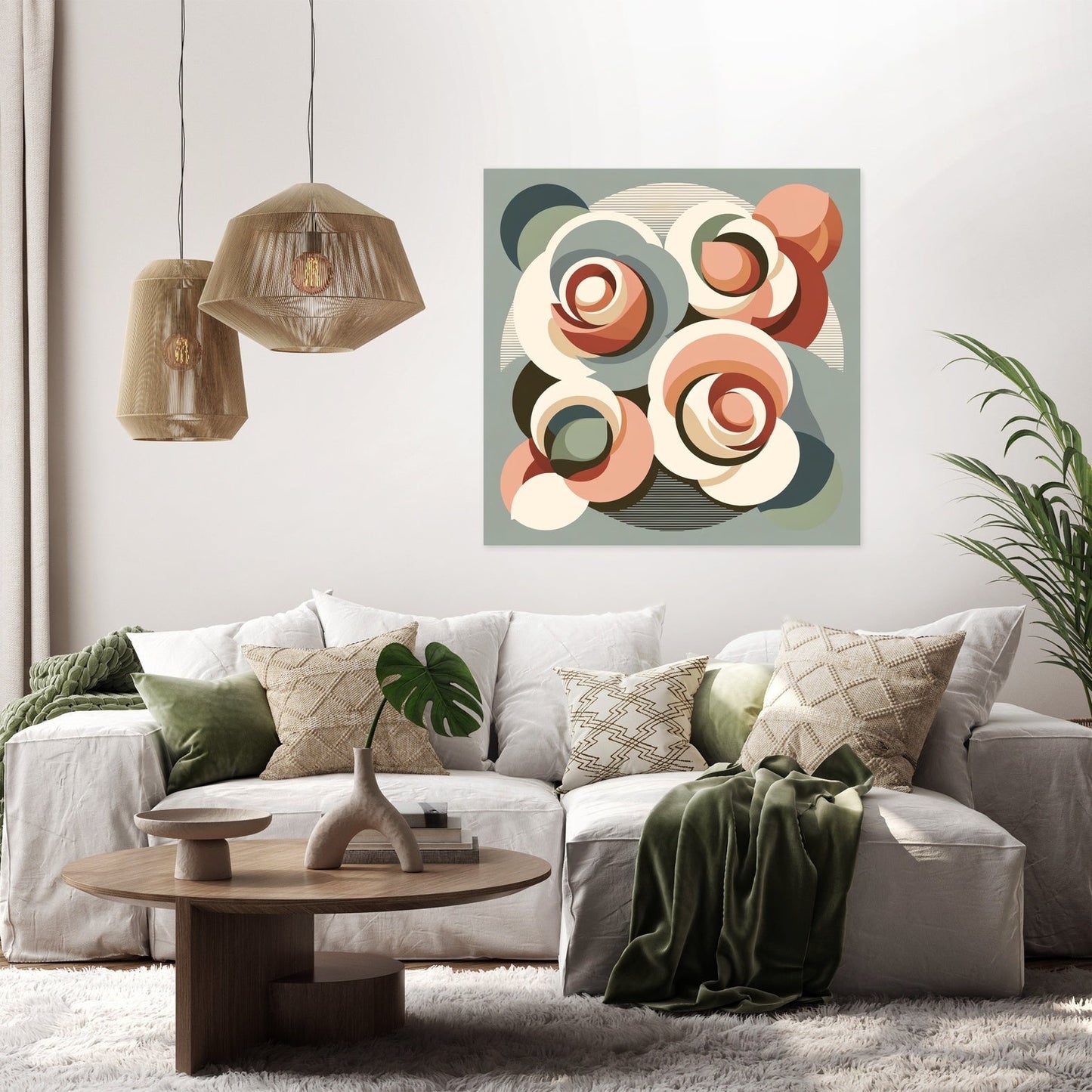 Mid-Century Modern Rose Symphony Canvas